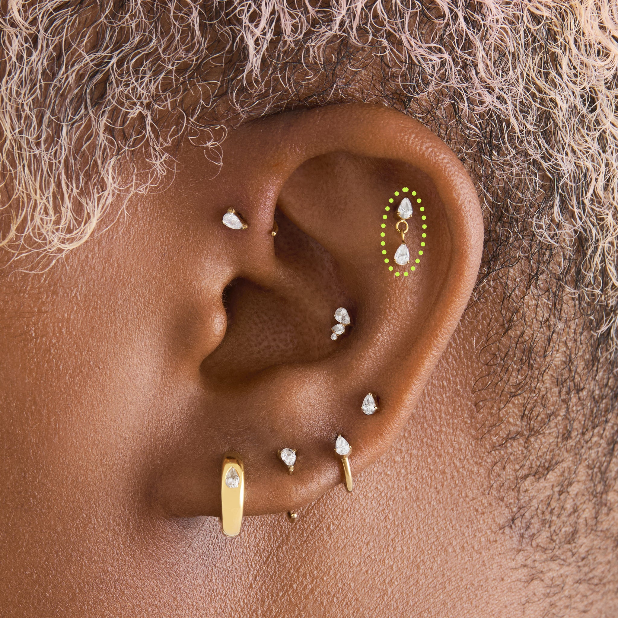 Pear Dangle Flatback Stud - STUDS