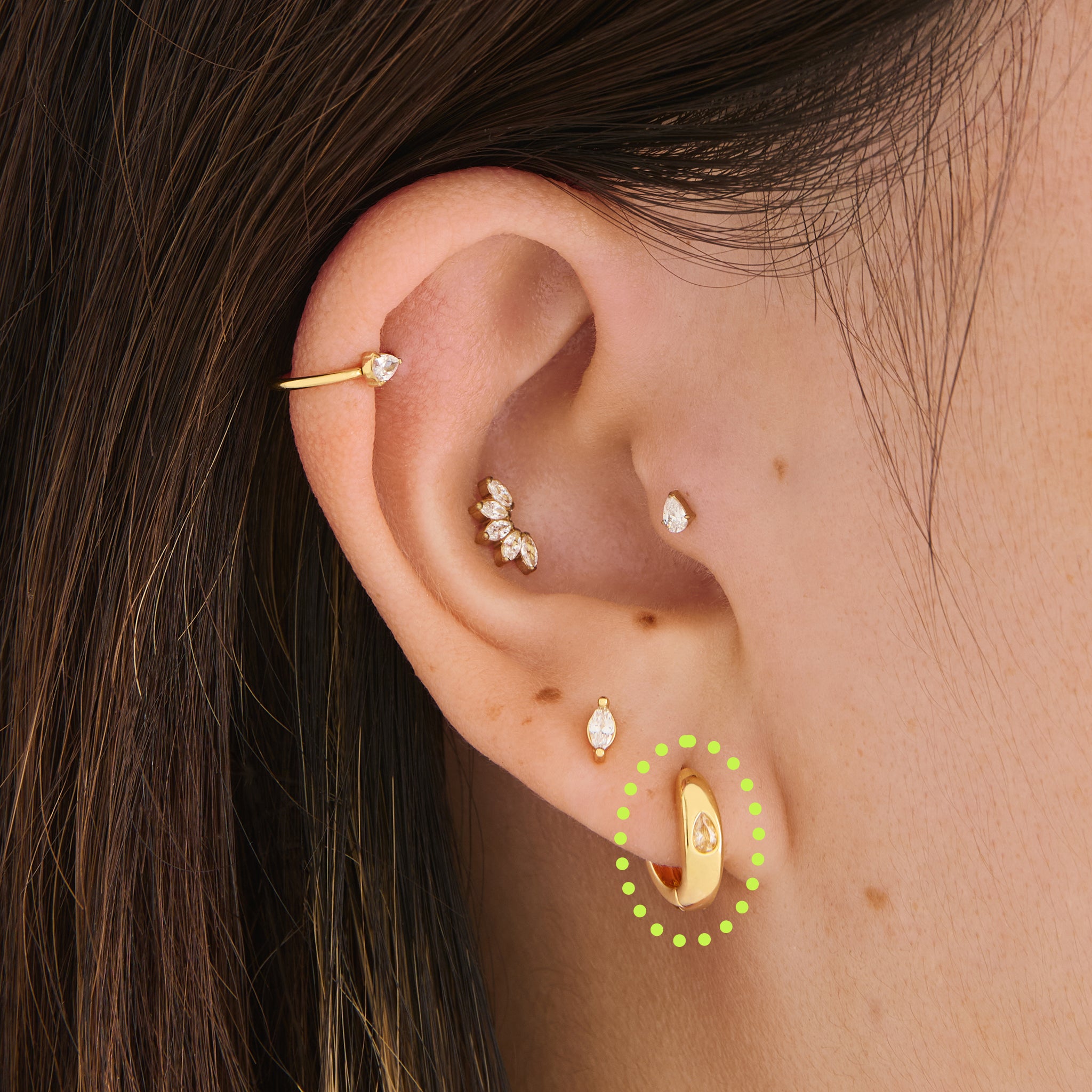 Chunky Pear CZ Huggie - STUDS