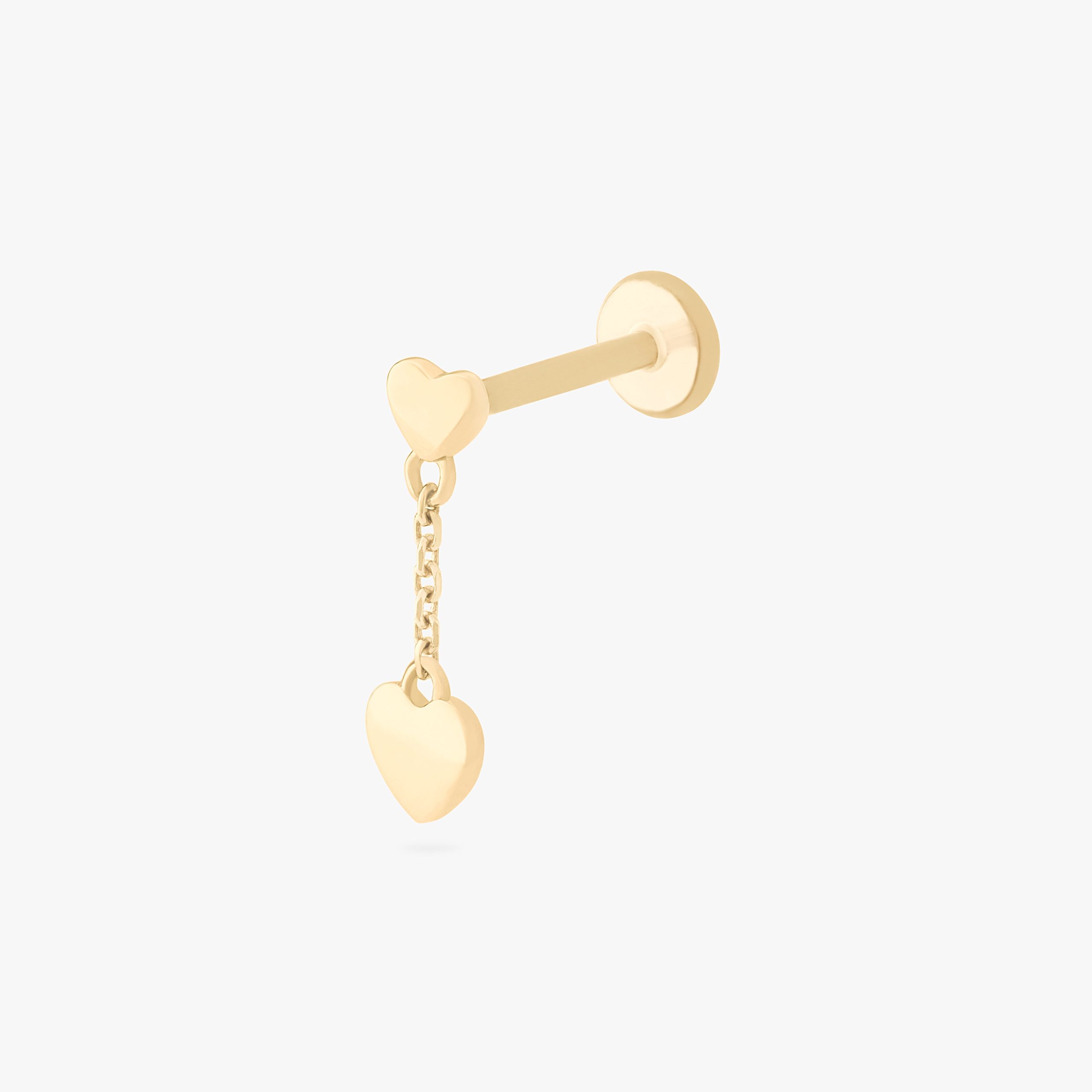 14K Double Heart Dangle Flatback - STUDS