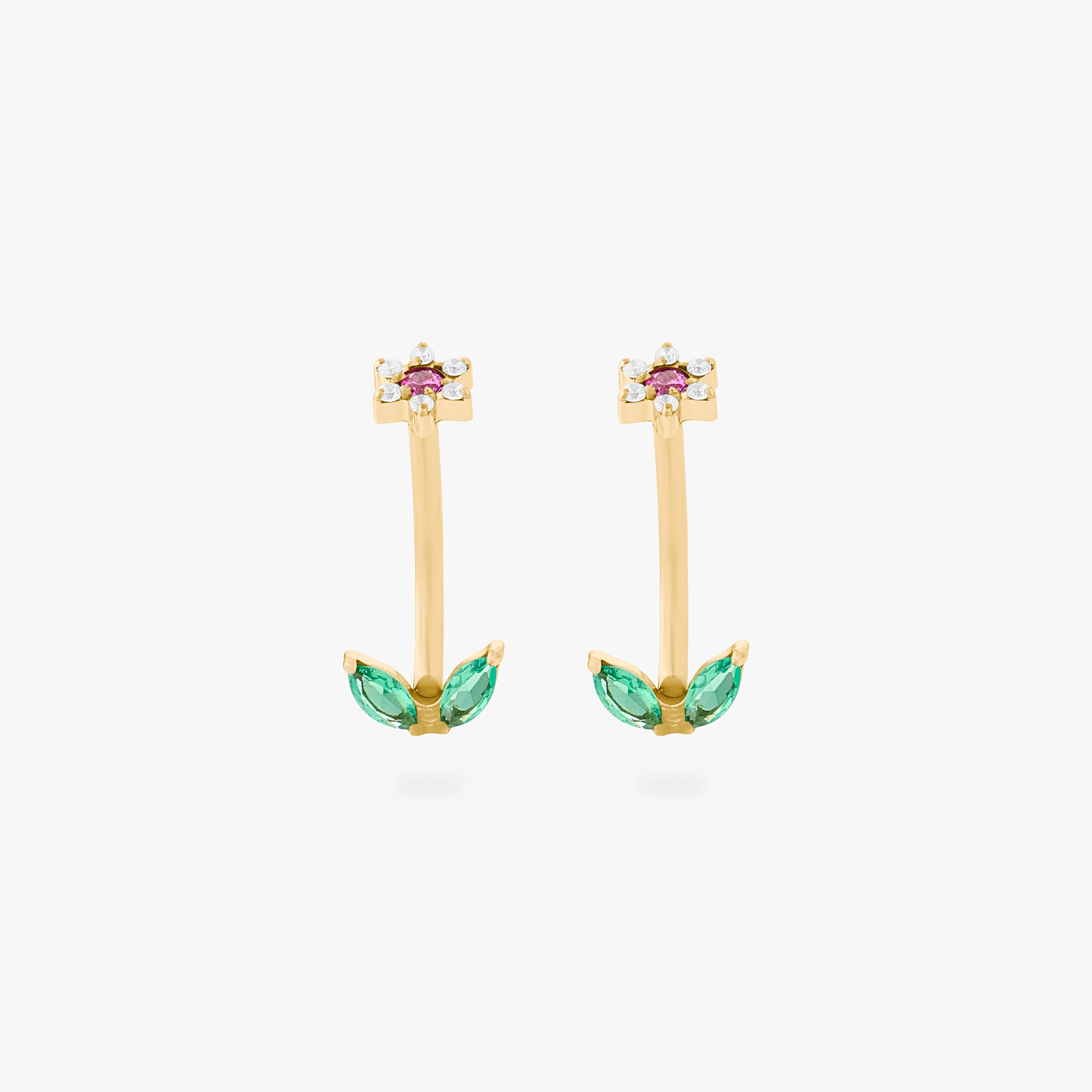 CZ Flower Barbell - STUDS