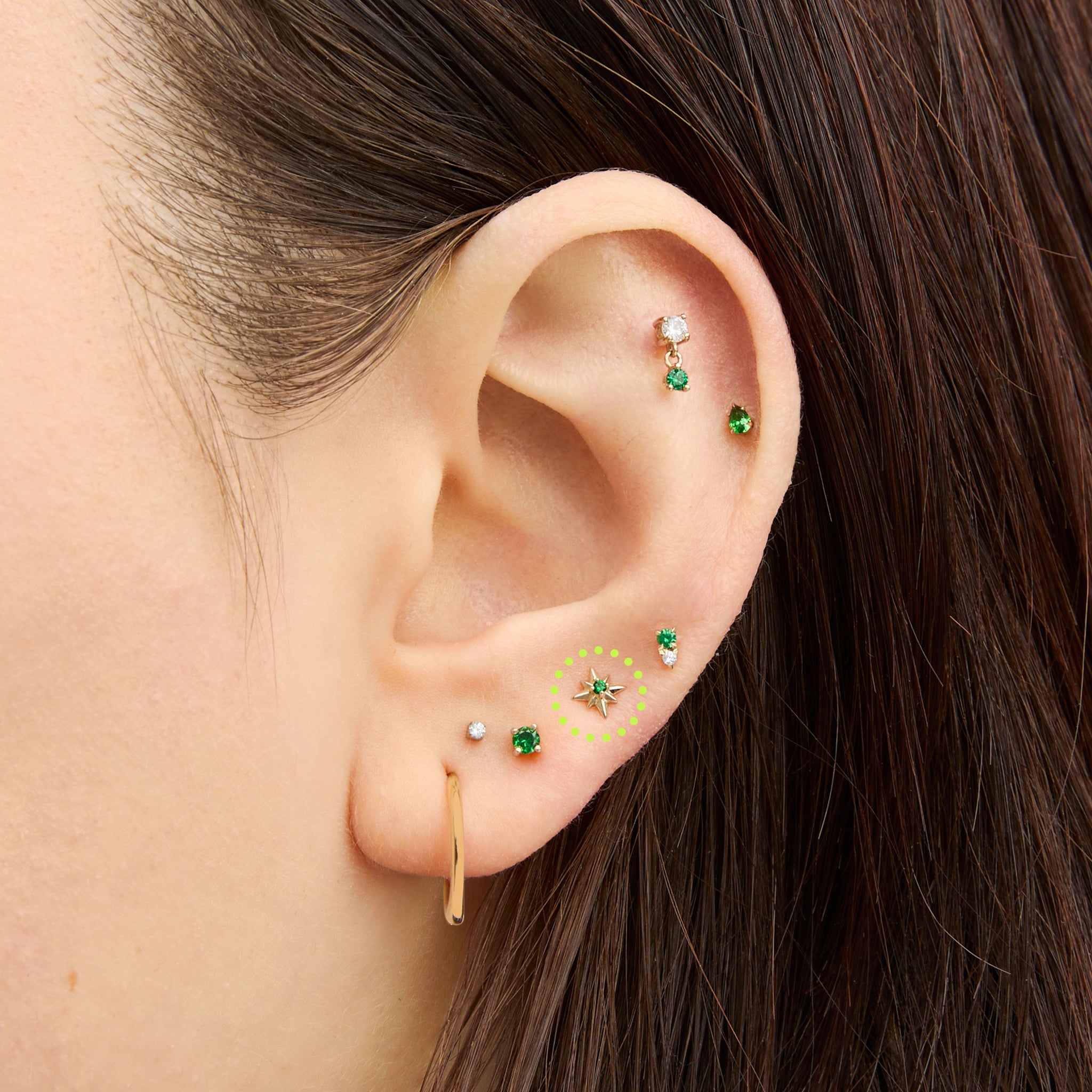 14K Twinkle Star Flatback Stud - STUDS