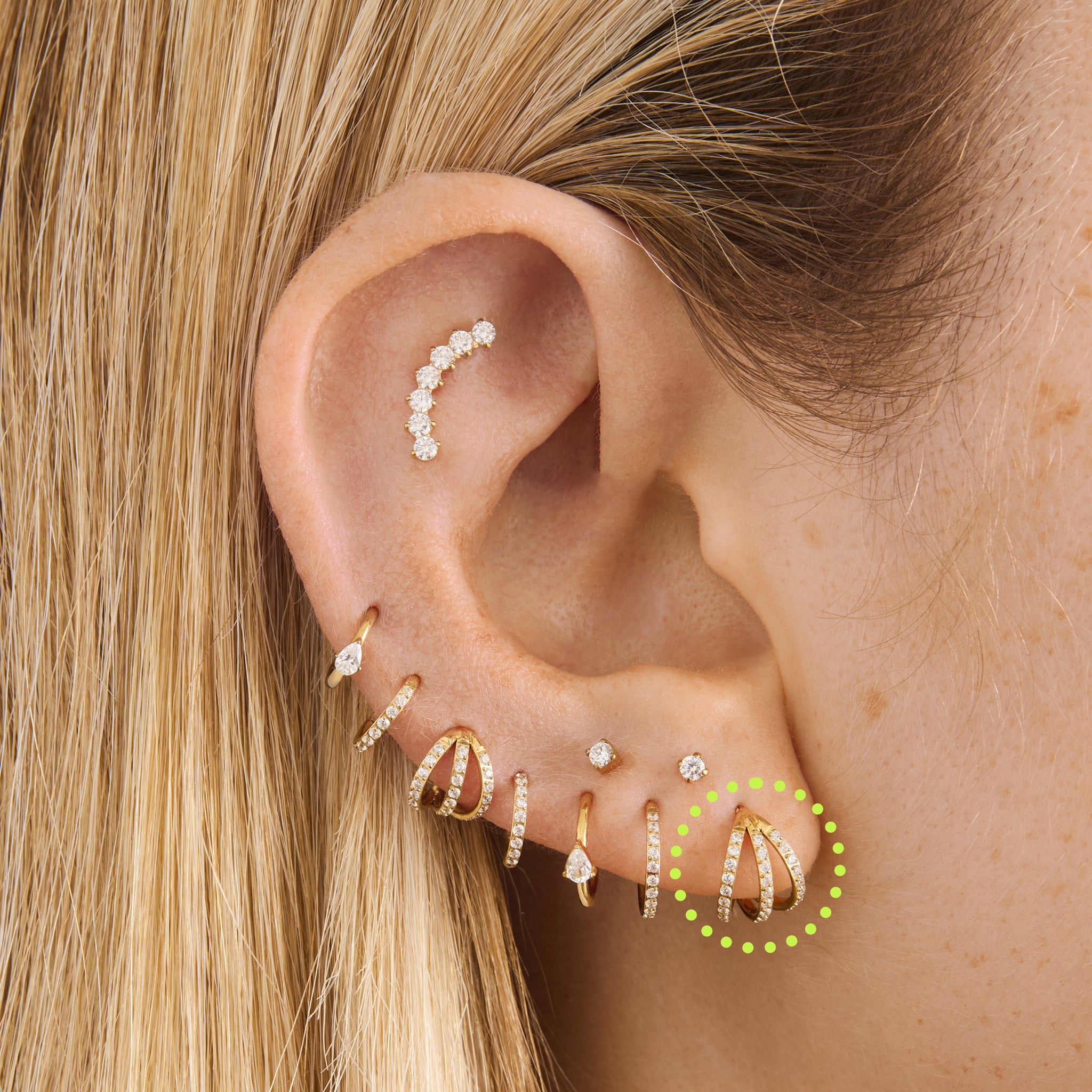 8mm Triple Pave Clicker - STUDS