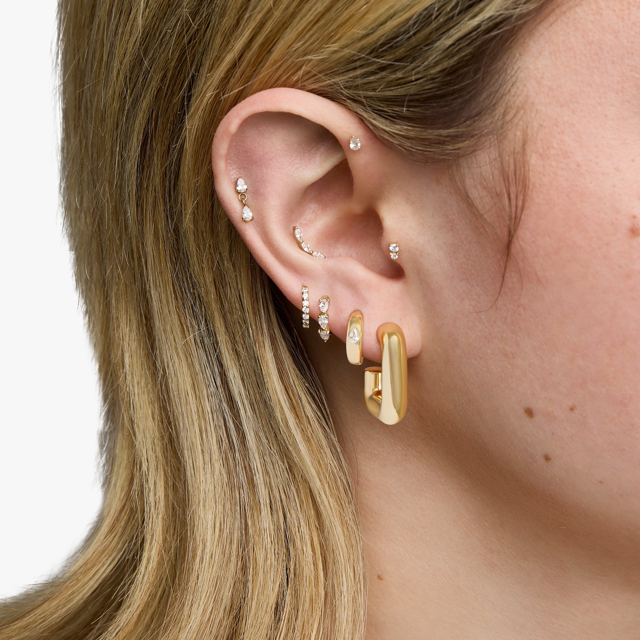 Chunky Square Hoop - STUDS