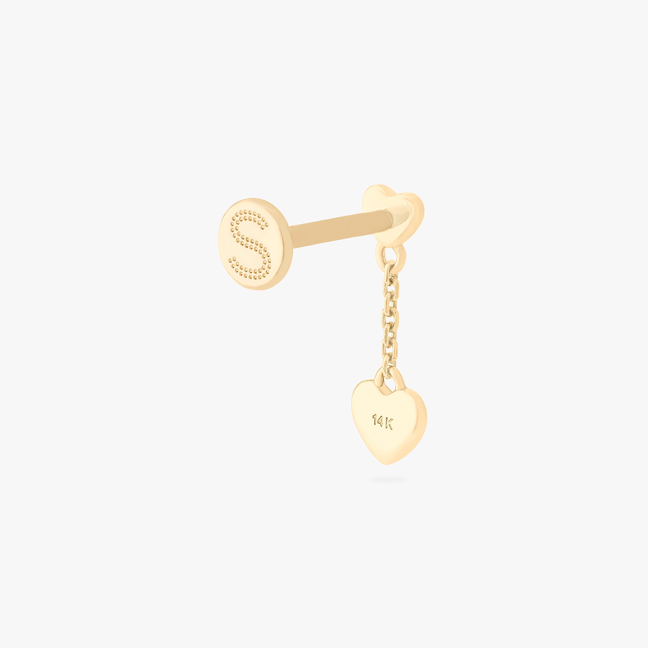 14K Double Heart Dangle Flatback - STUDS