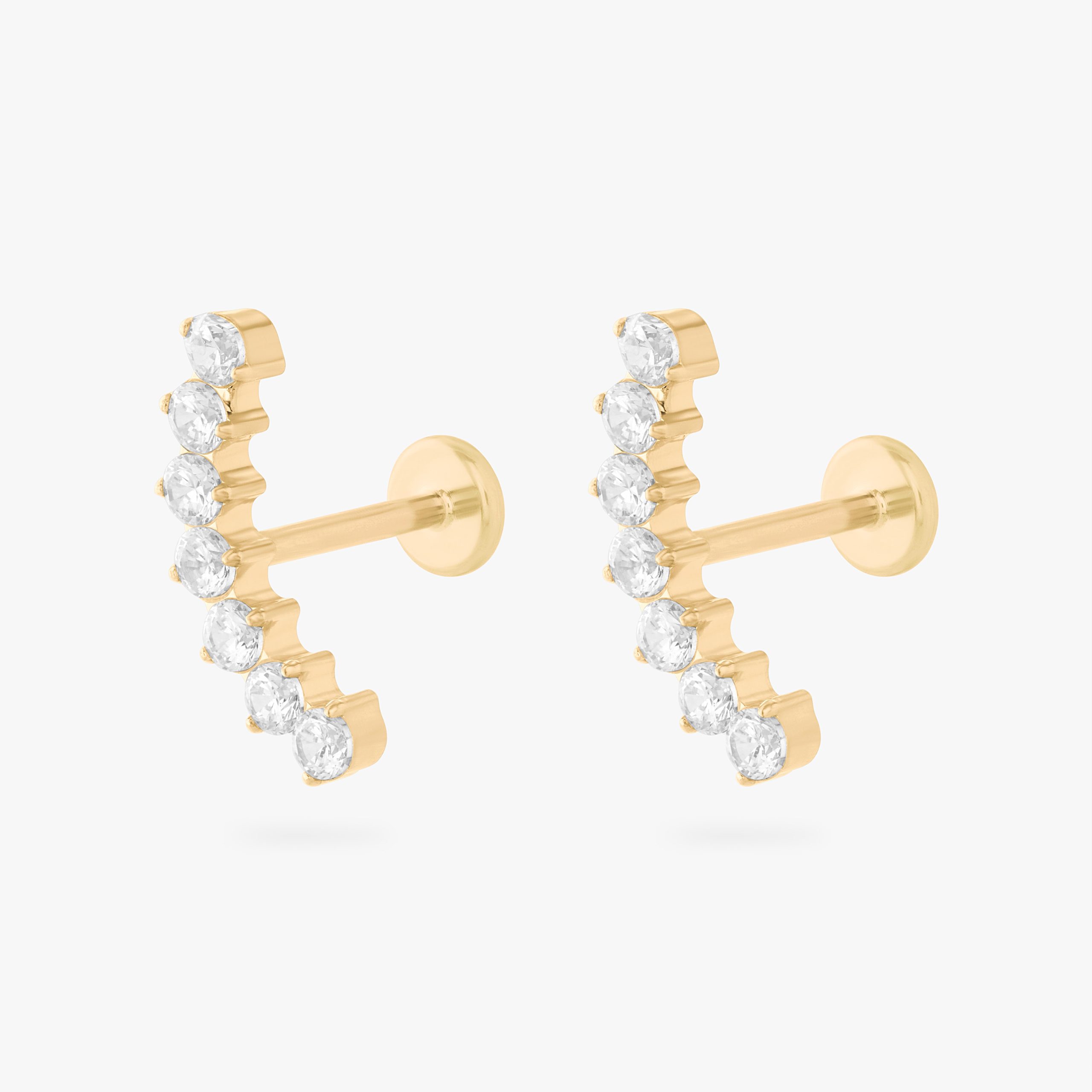 Curved CZ Bar Flatback Stud - STUDS