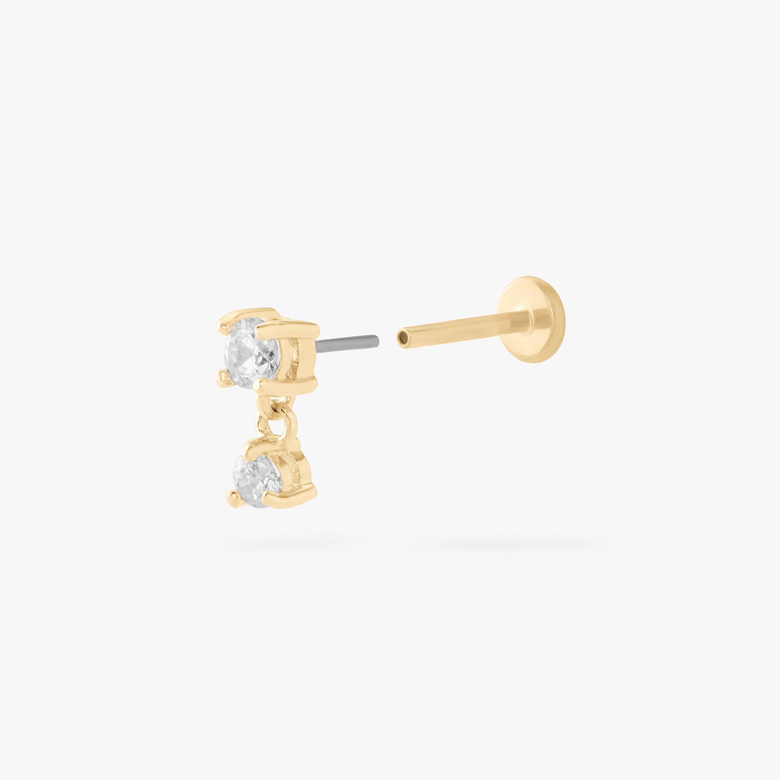 14K CZ Dangle Flatback - STUDS