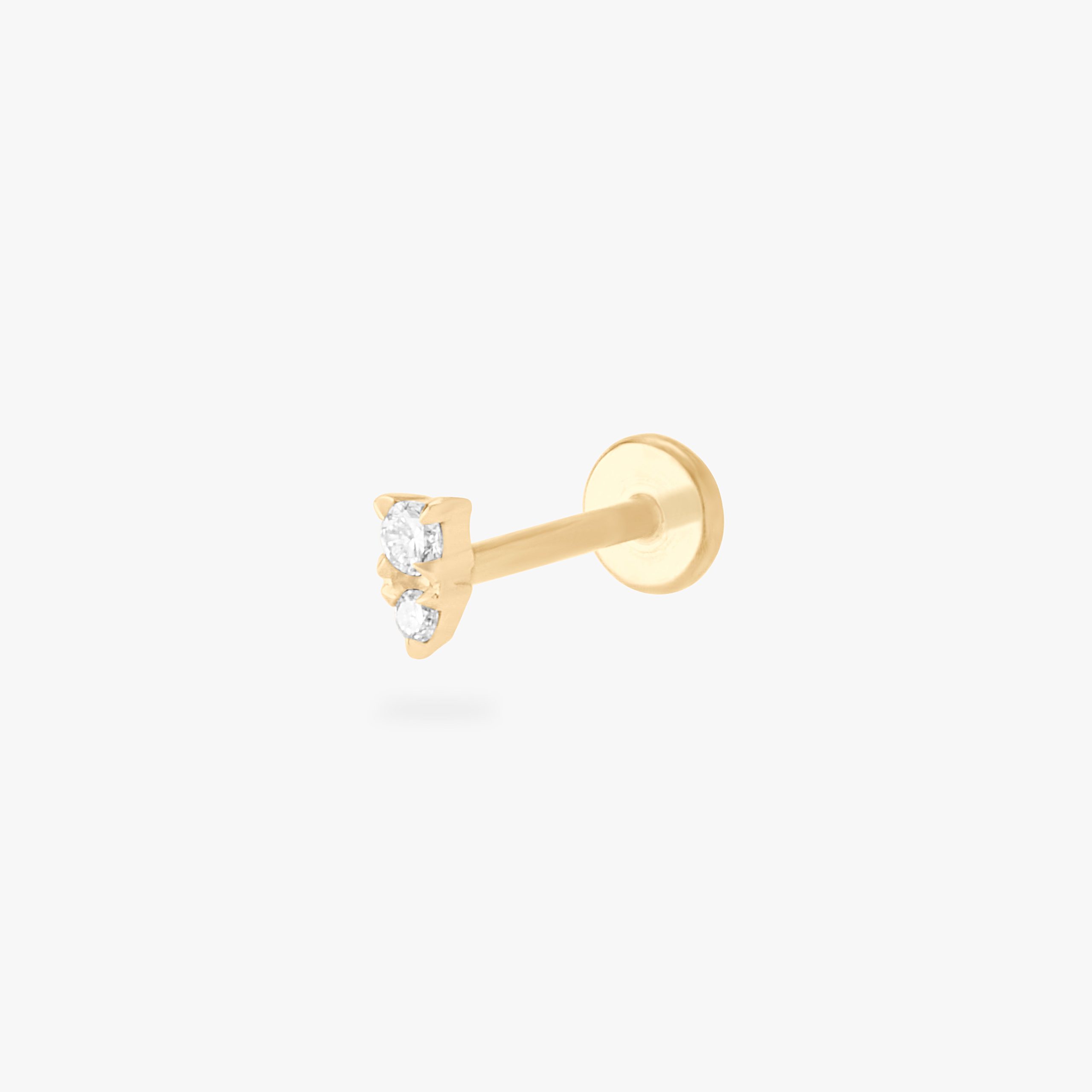 14K Stacked CZ Flatback Stud - STUDS