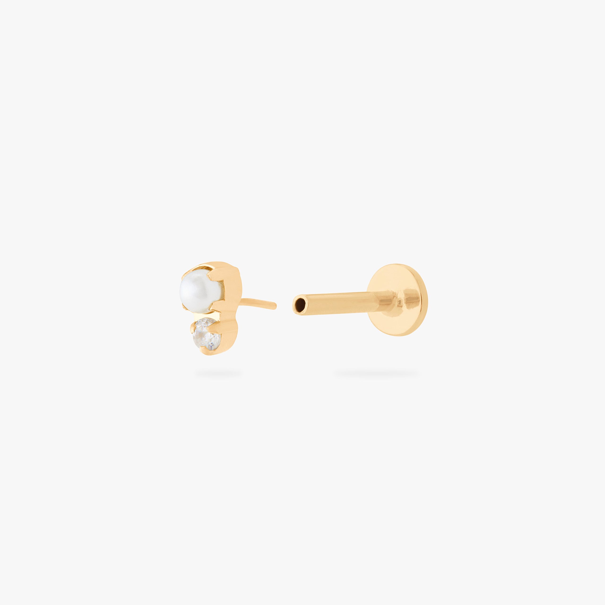 Stacked CZ Pearl Flatback Stud - STUDS