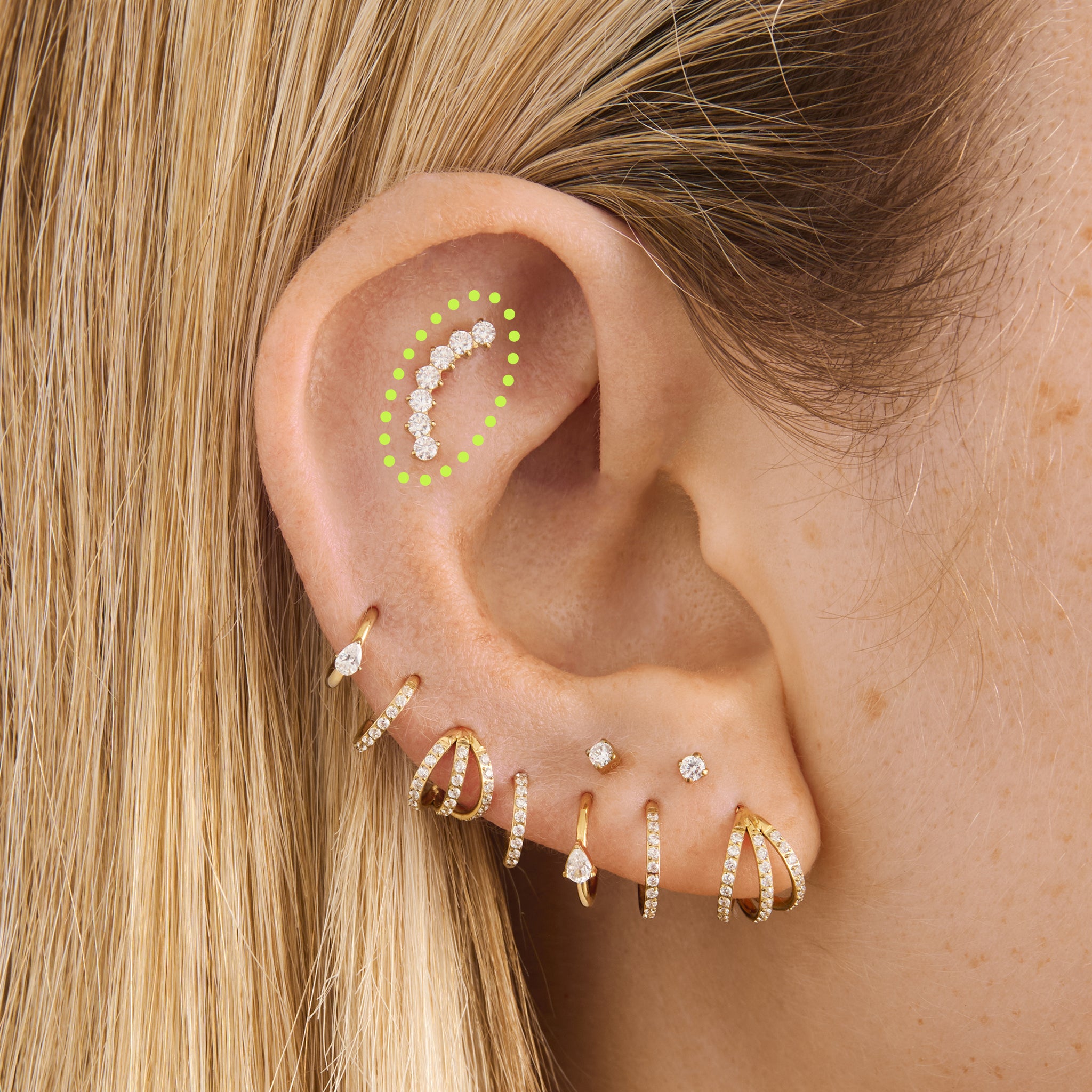 Curved CZ Bar Flatback Stud - STUDS