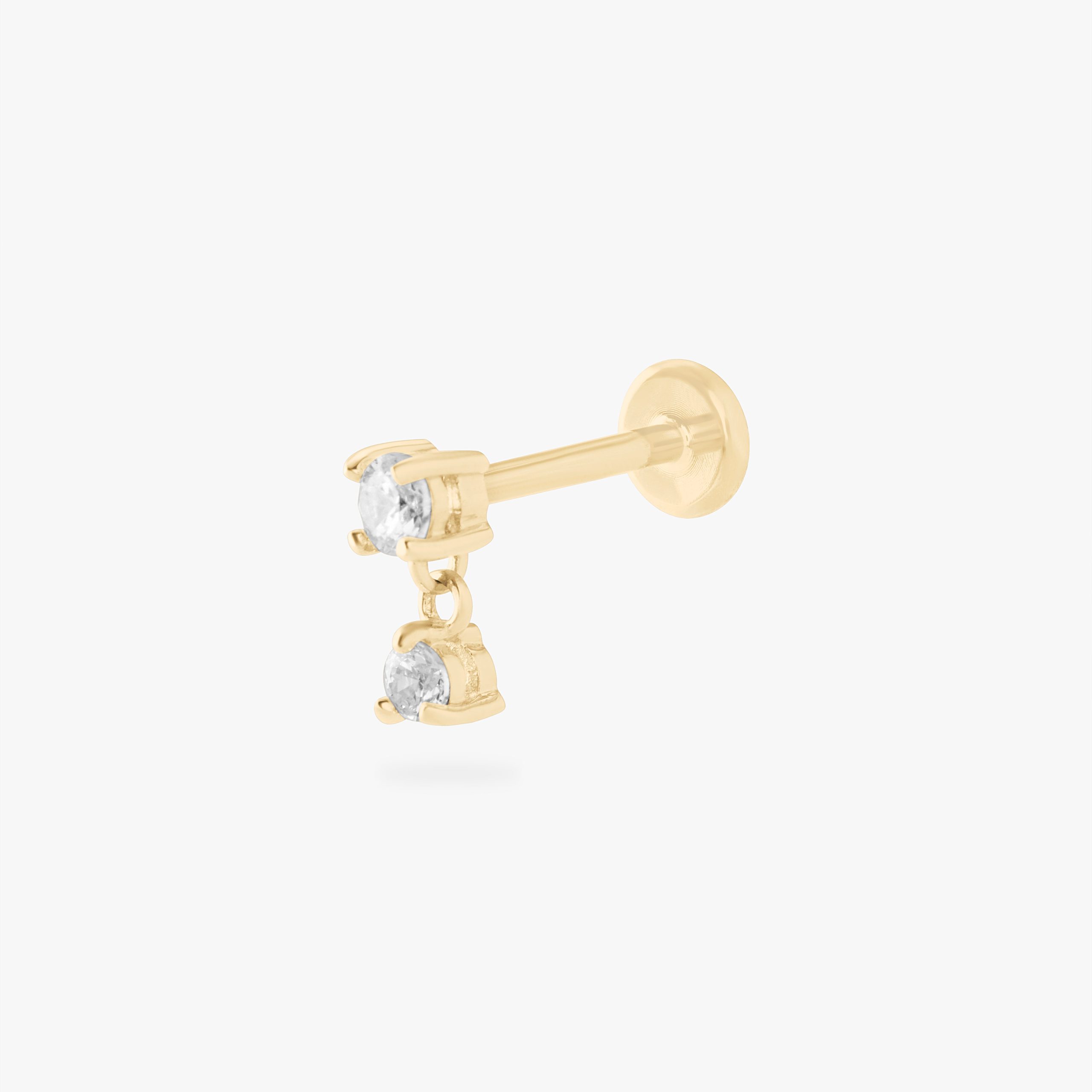 14K CZ Dangle Flatback - STUDS