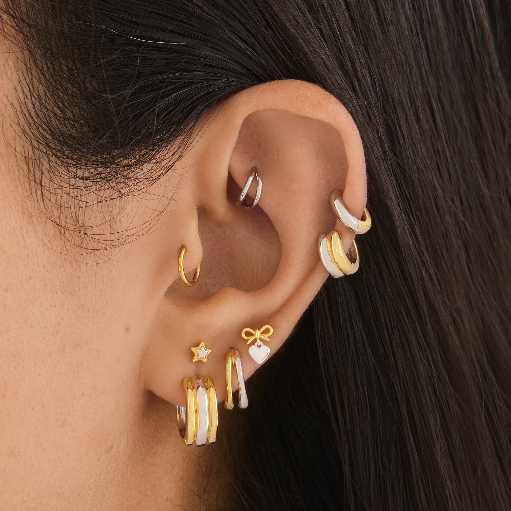 Two Tone Chunky Hoop - STUDS