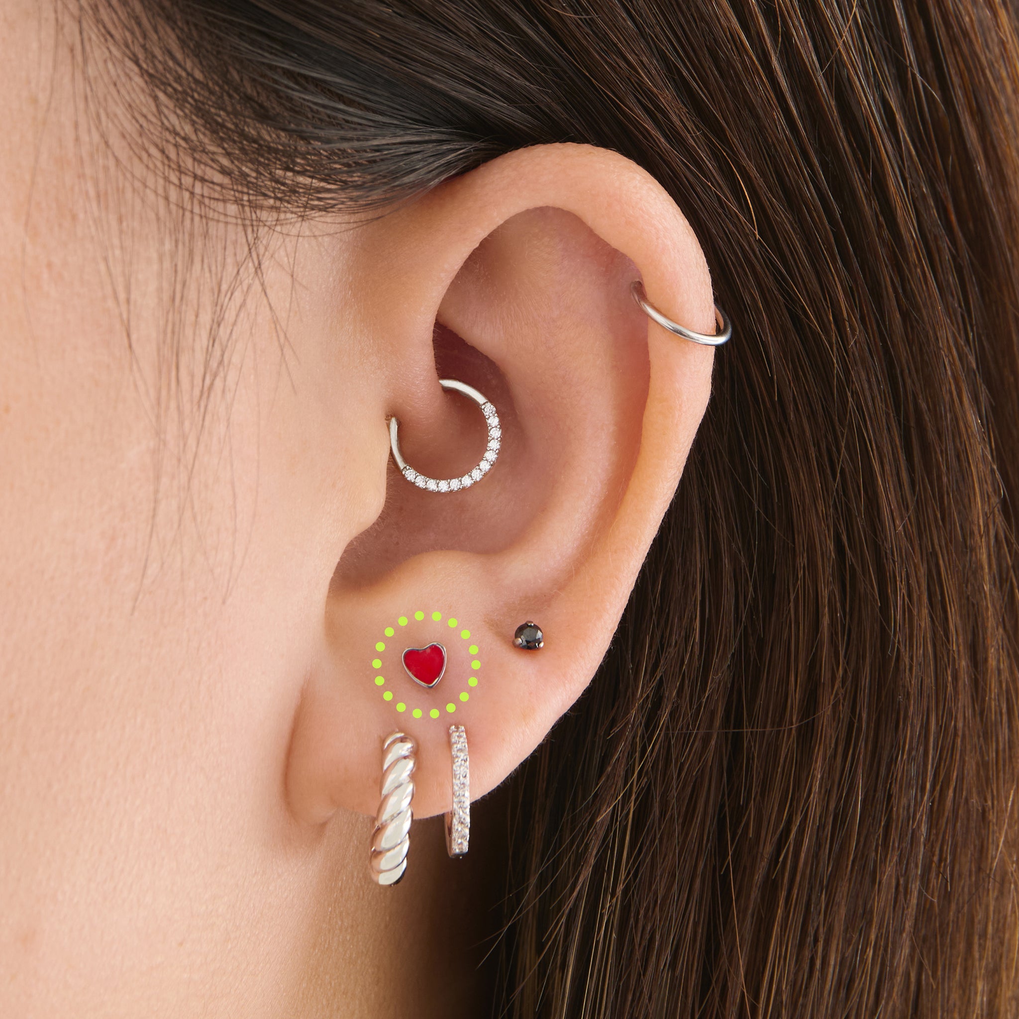 Titanium Enamel Heart Flatback - STUDS