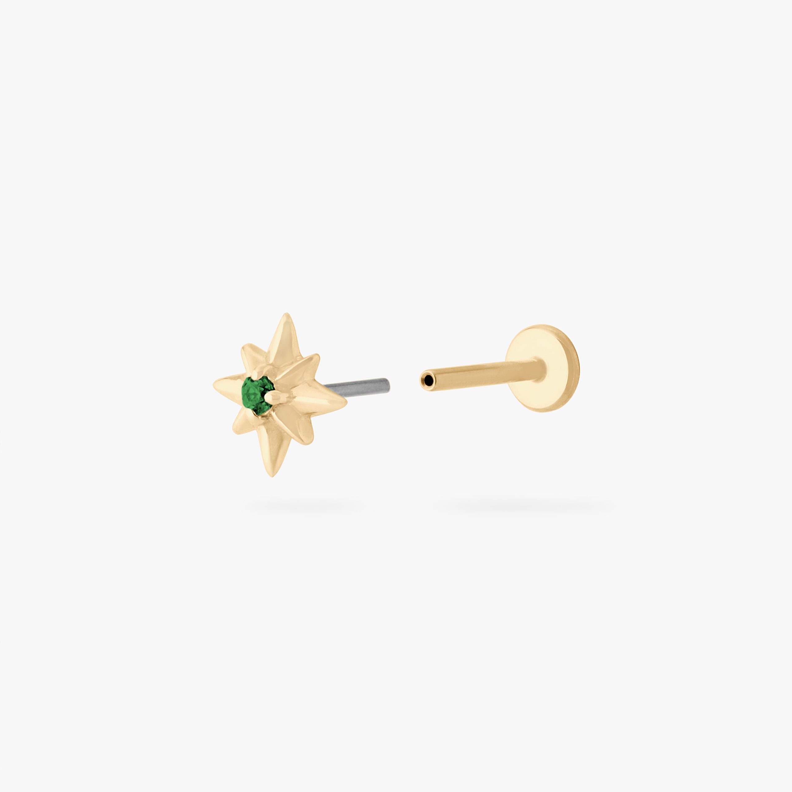 14K Twinkle Star Flatback Stud - STUDS