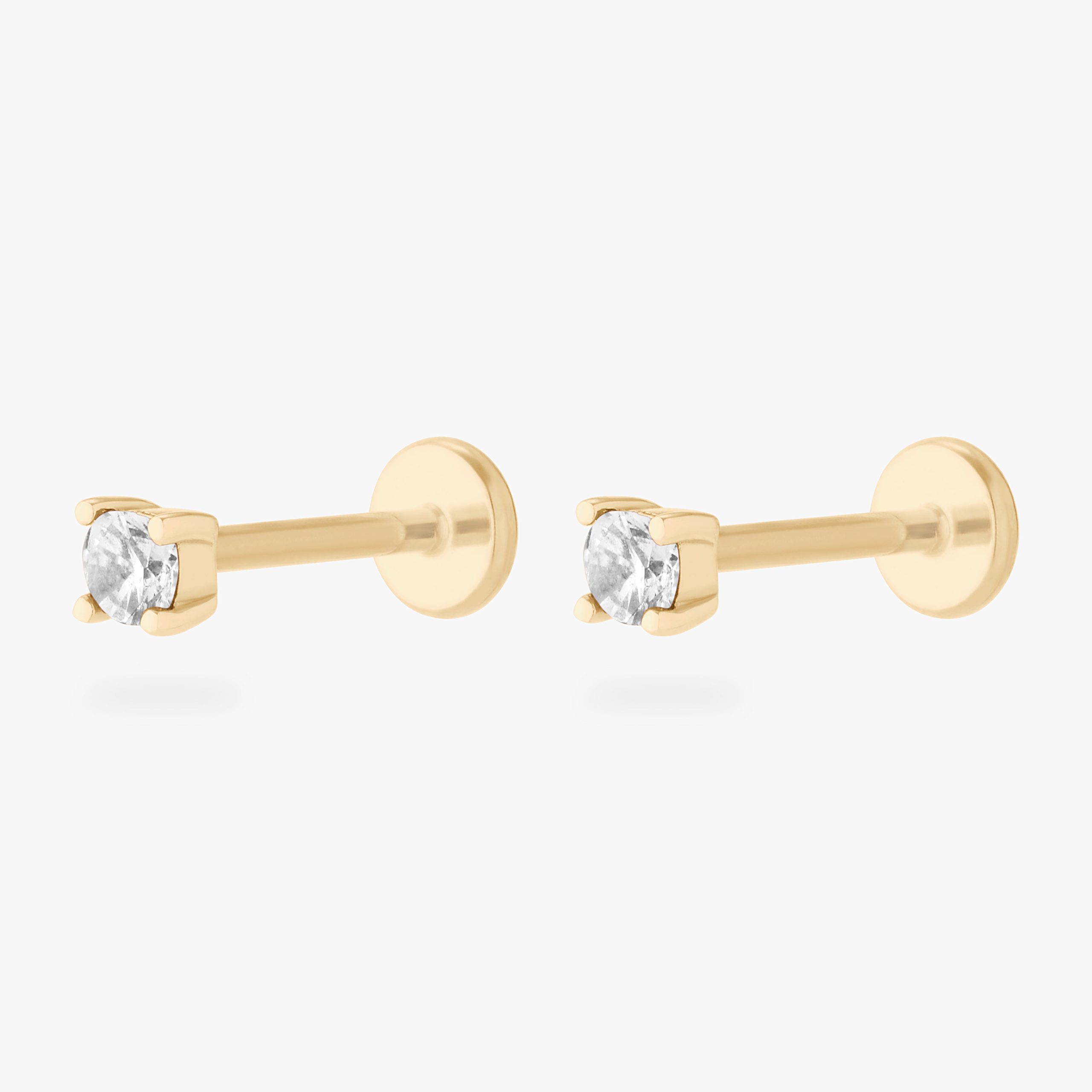 14K Mini CZ Flatback Stud - STUDS