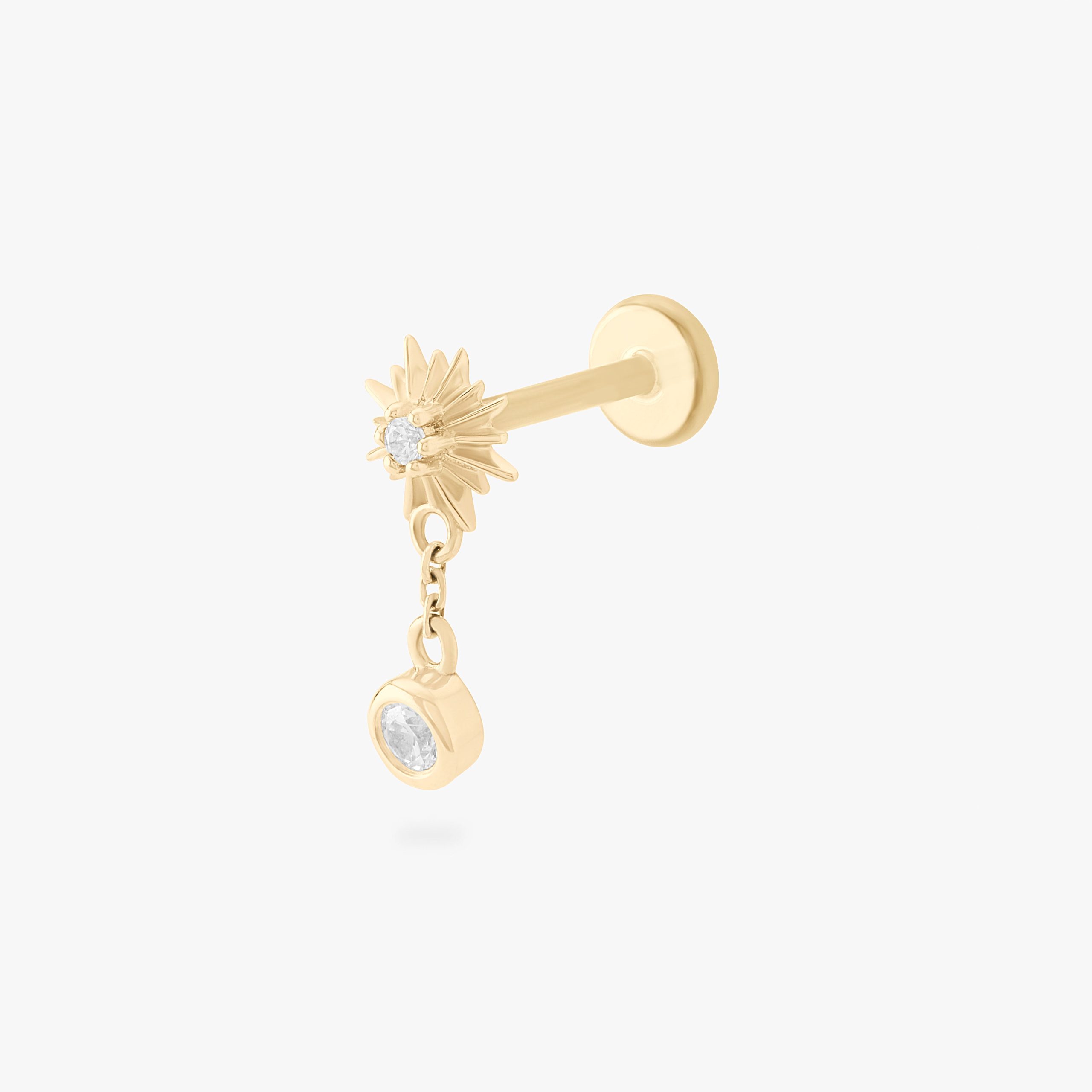 14K Twinkle Dangle Flatback Stud - STUDS
