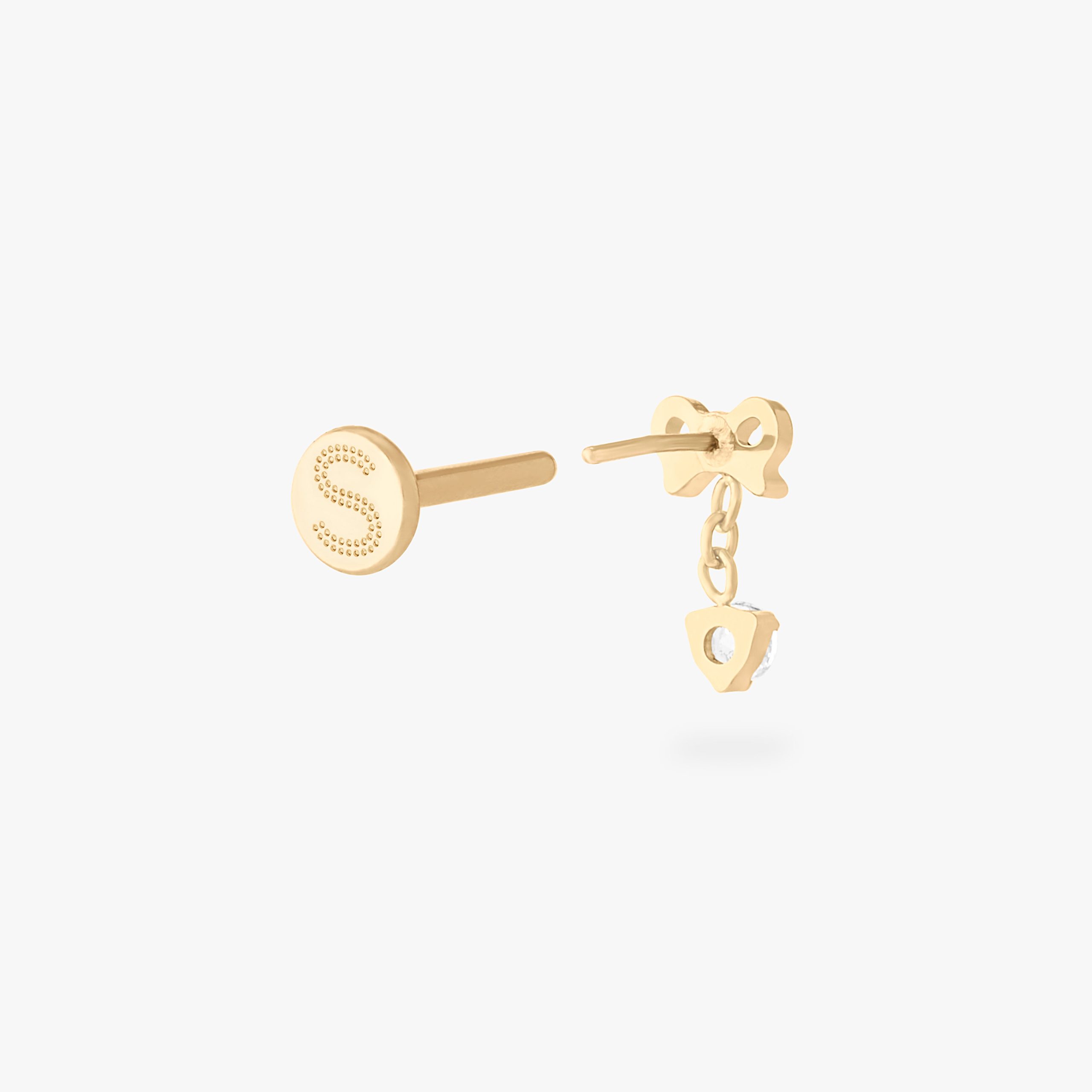 Bow CZ Dangle Flatback Stud - STUDS