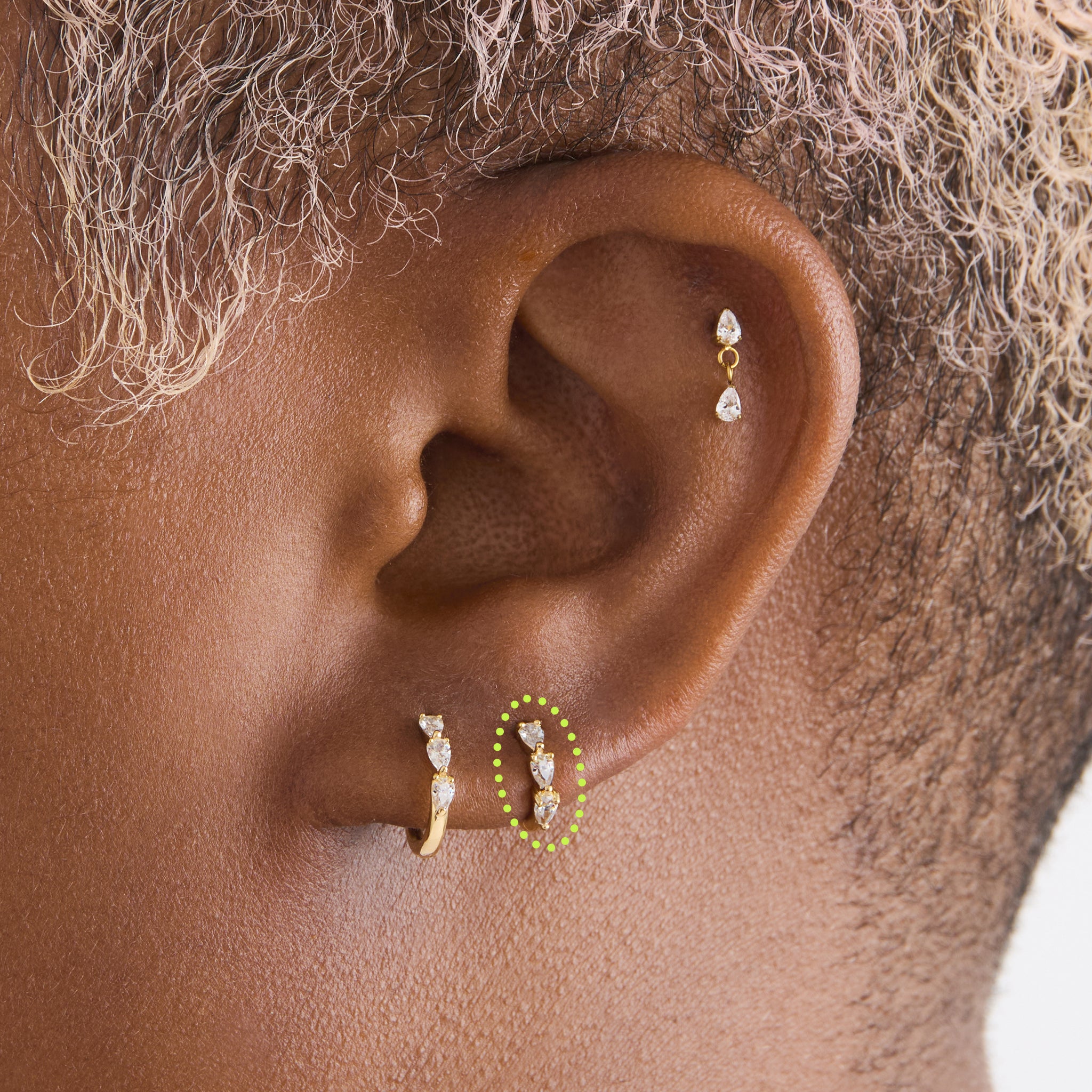 Micro Pave Pear Huggie - STUDS
