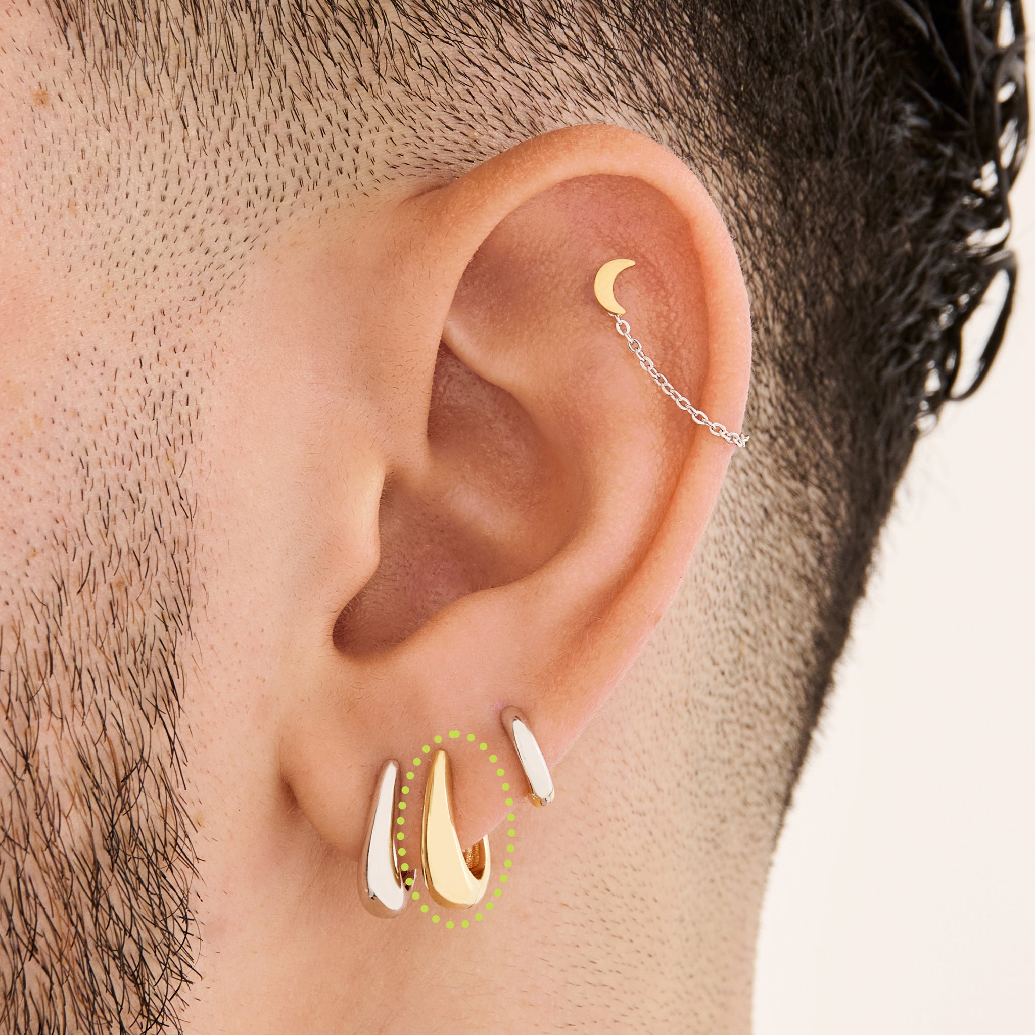 Dainty Crescent Huggie - STUDS