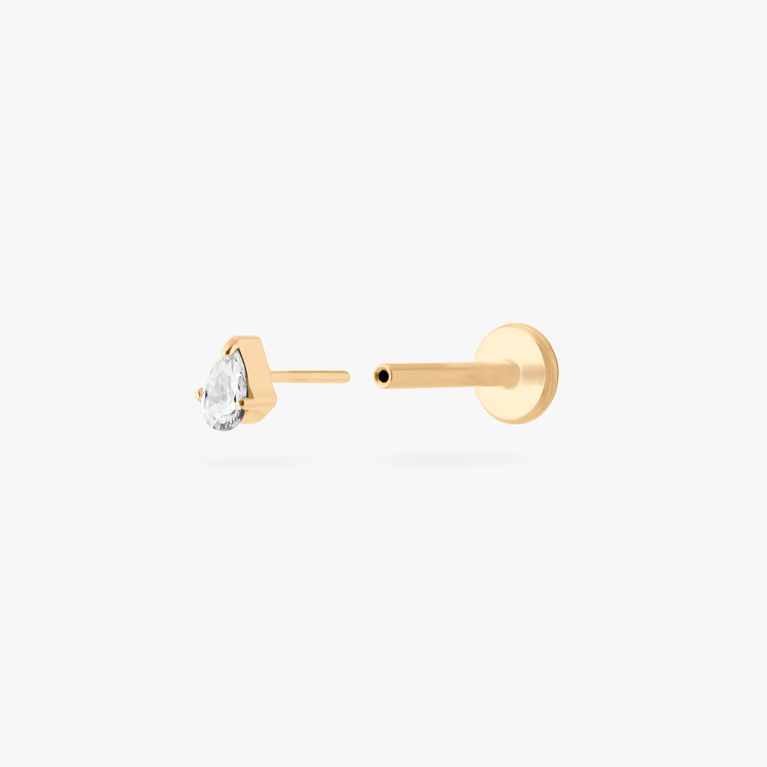 Pear CZ Flatback Stud - STUDS