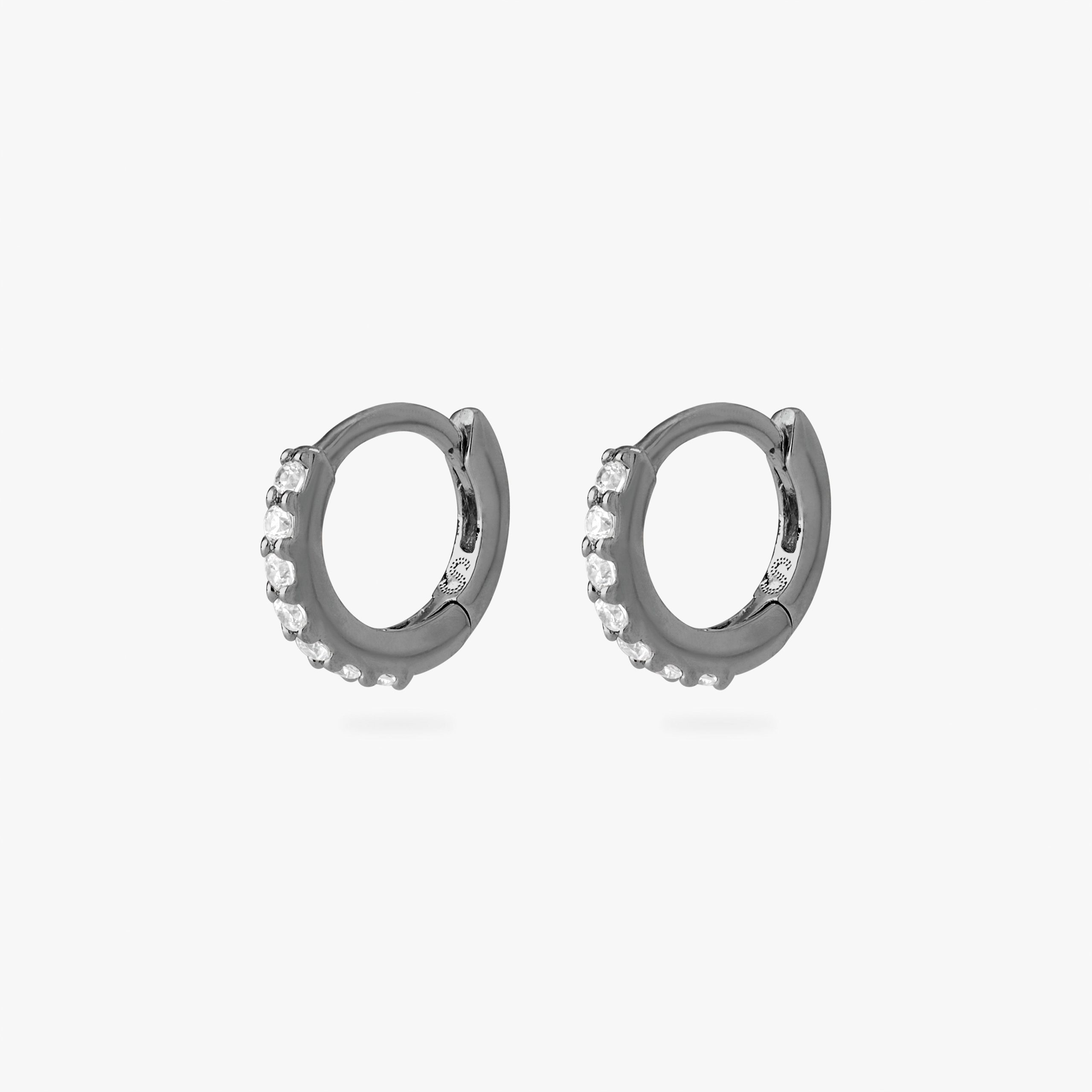 Micro Pave Huggie Gunmetal - STUDS