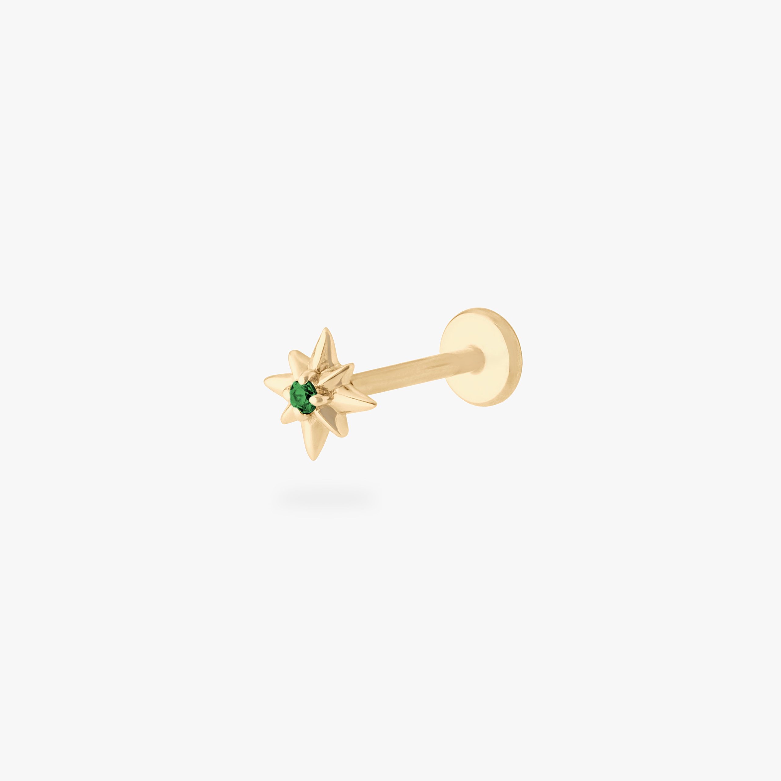 14K Twinkle Star Flatback Stud - STUDS