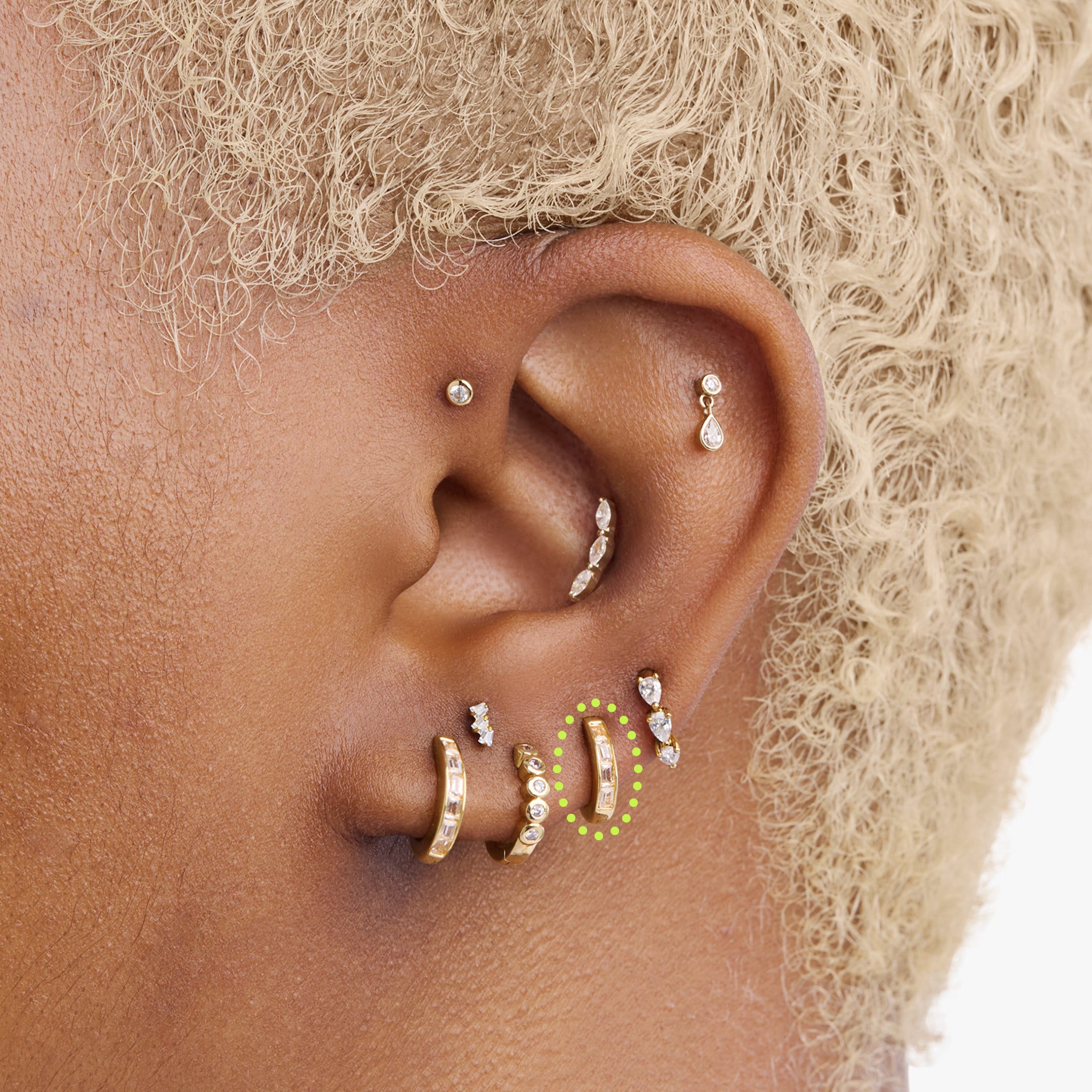 Micro Bezel Baguette Huggie - STUDS