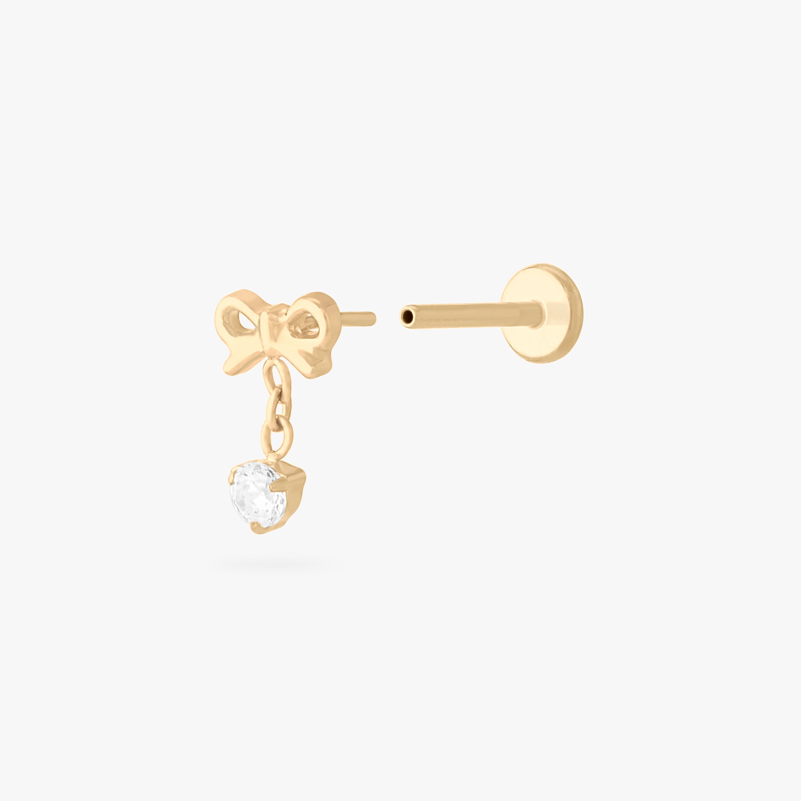 Bow CZ Dangle Flatback Stud - STUDS