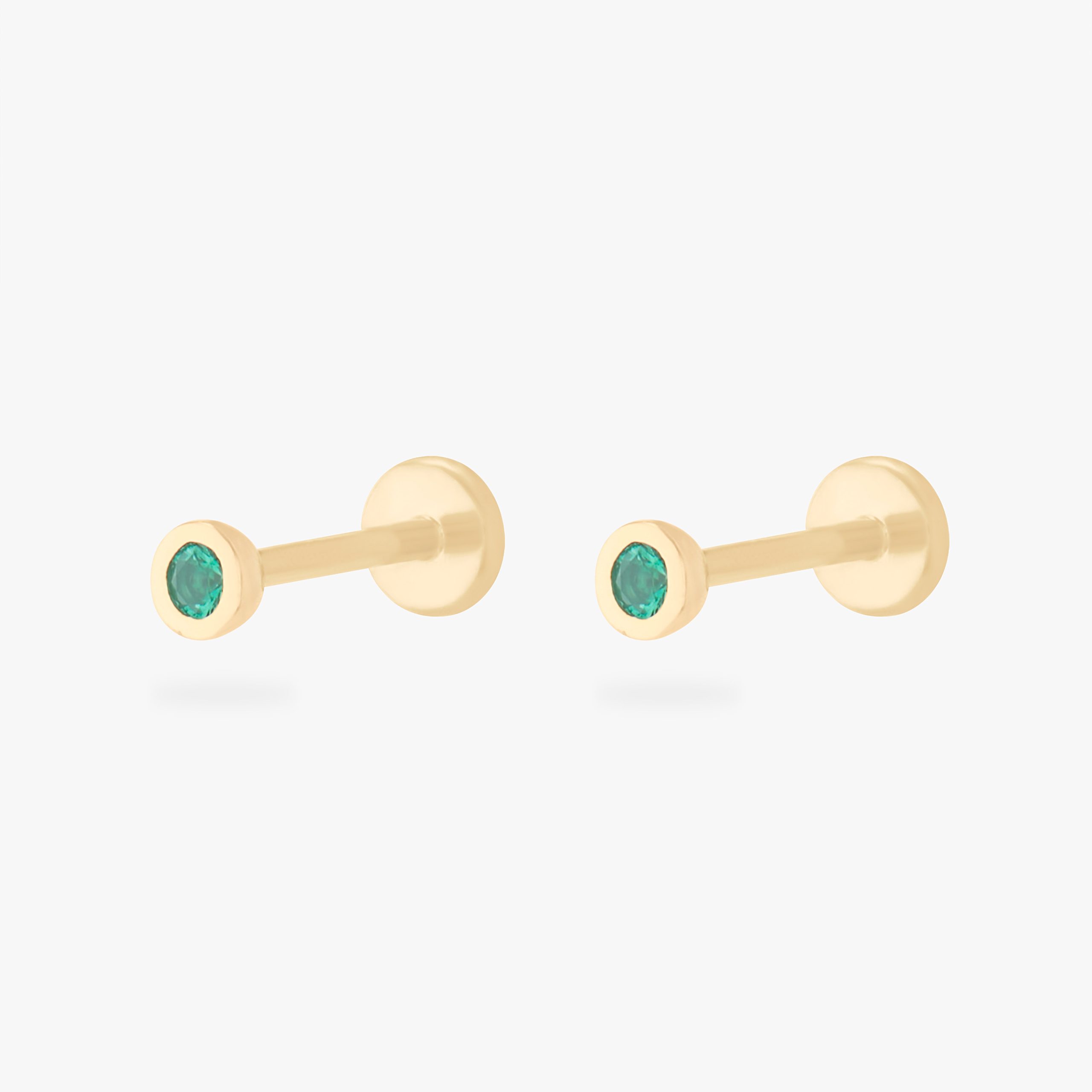 14K Emerald Bezel Flatback - STUDS