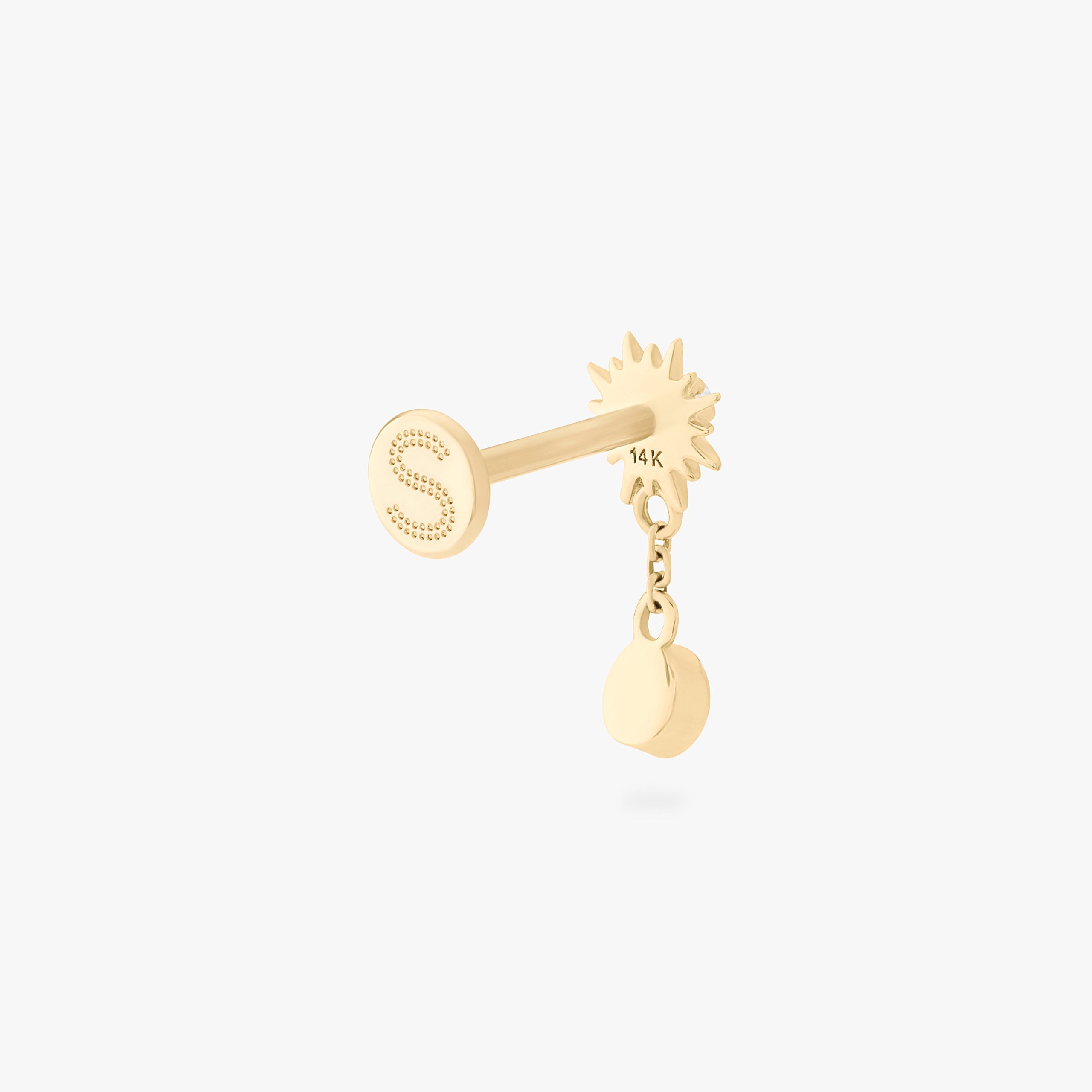 14K Twinkle Dangle Flatback Stud - STUDS