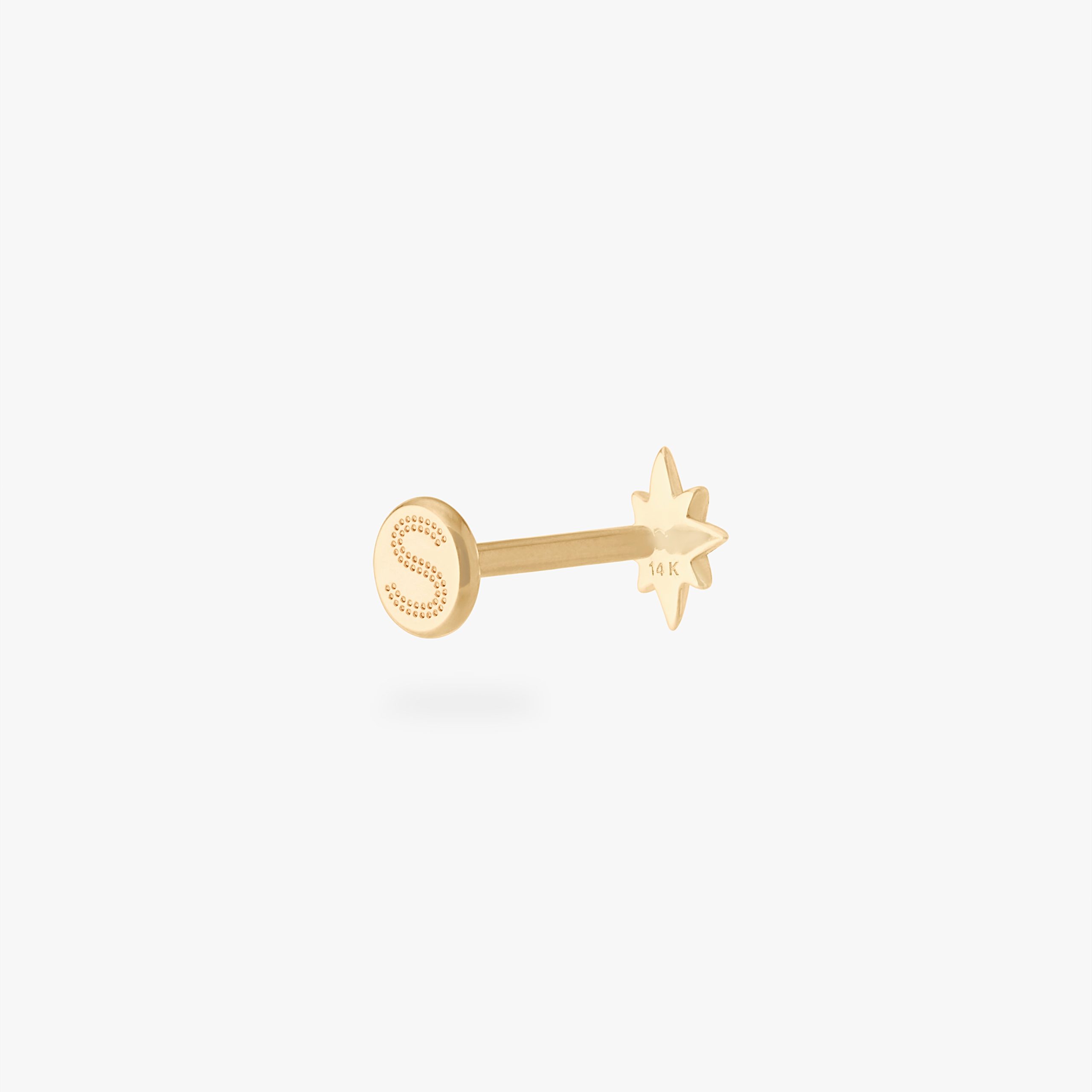 14K Twinkle Star Flatback Stud - STUDS