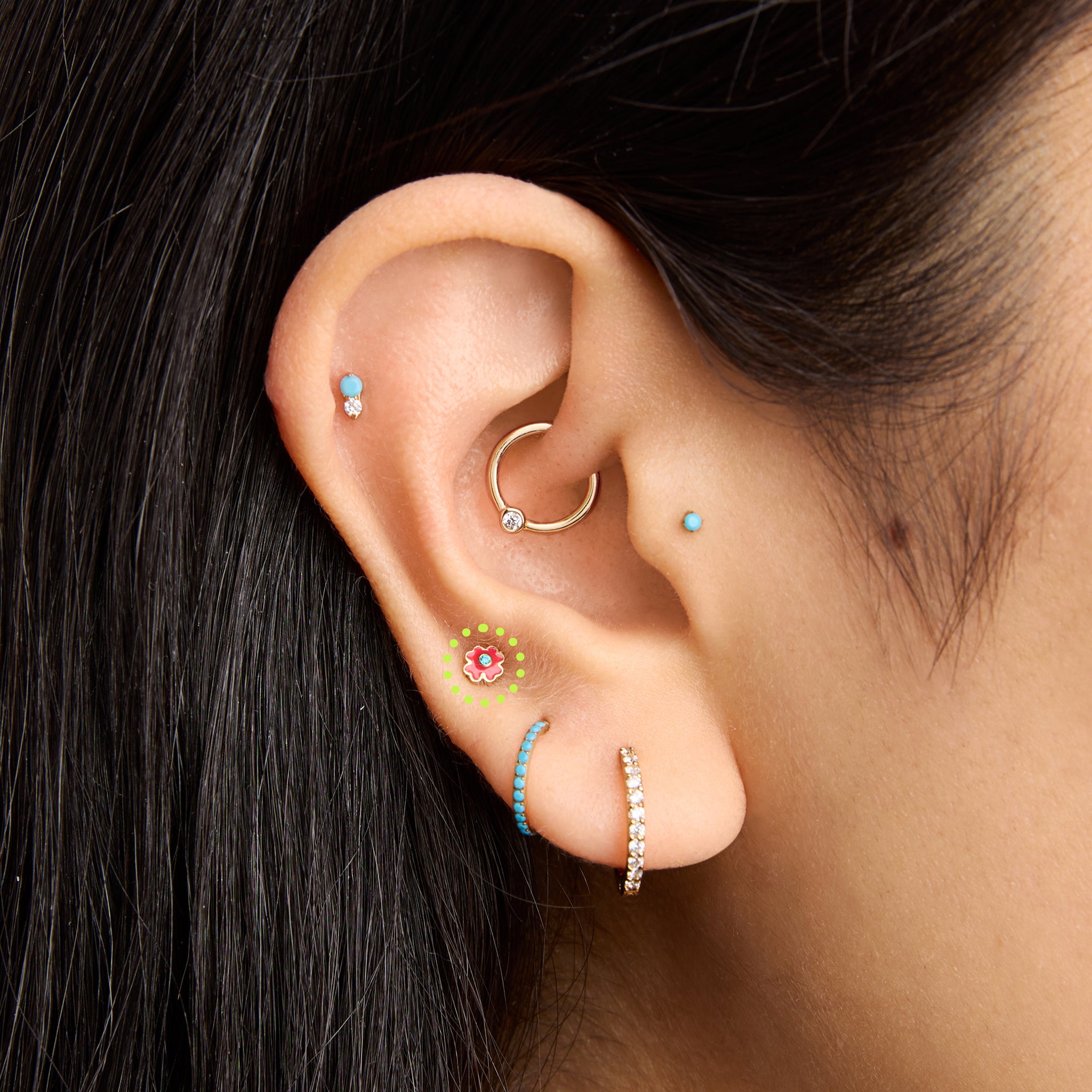 Enamel Flower Flatback Stud - STUDS
