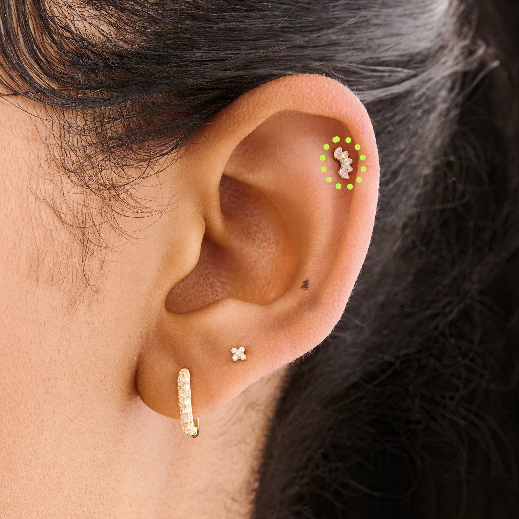 Micro Crown Marquise Flatback Stud - STUDS
