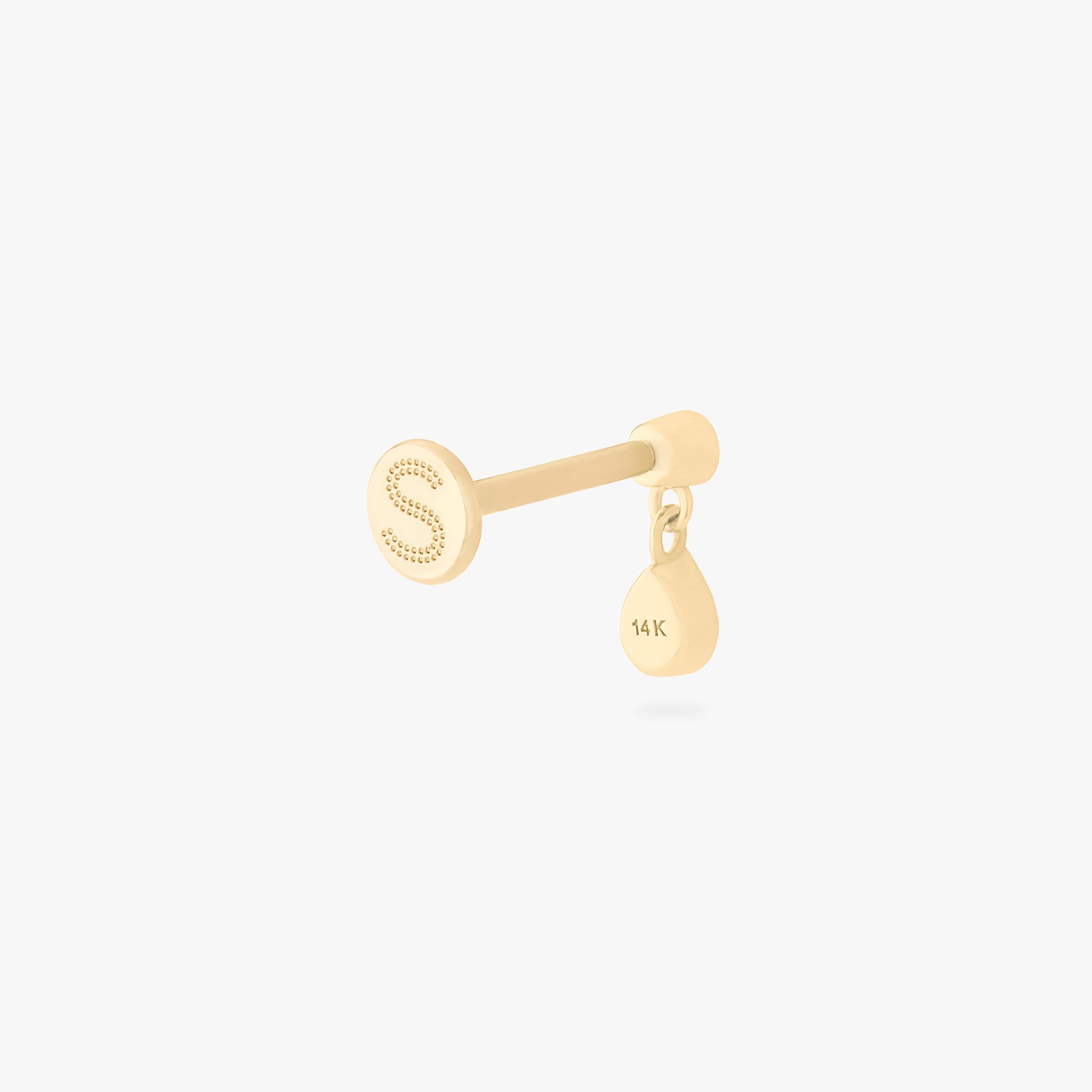 14K CZ Bezel Pear Dangle Flatback Stud - STUDS