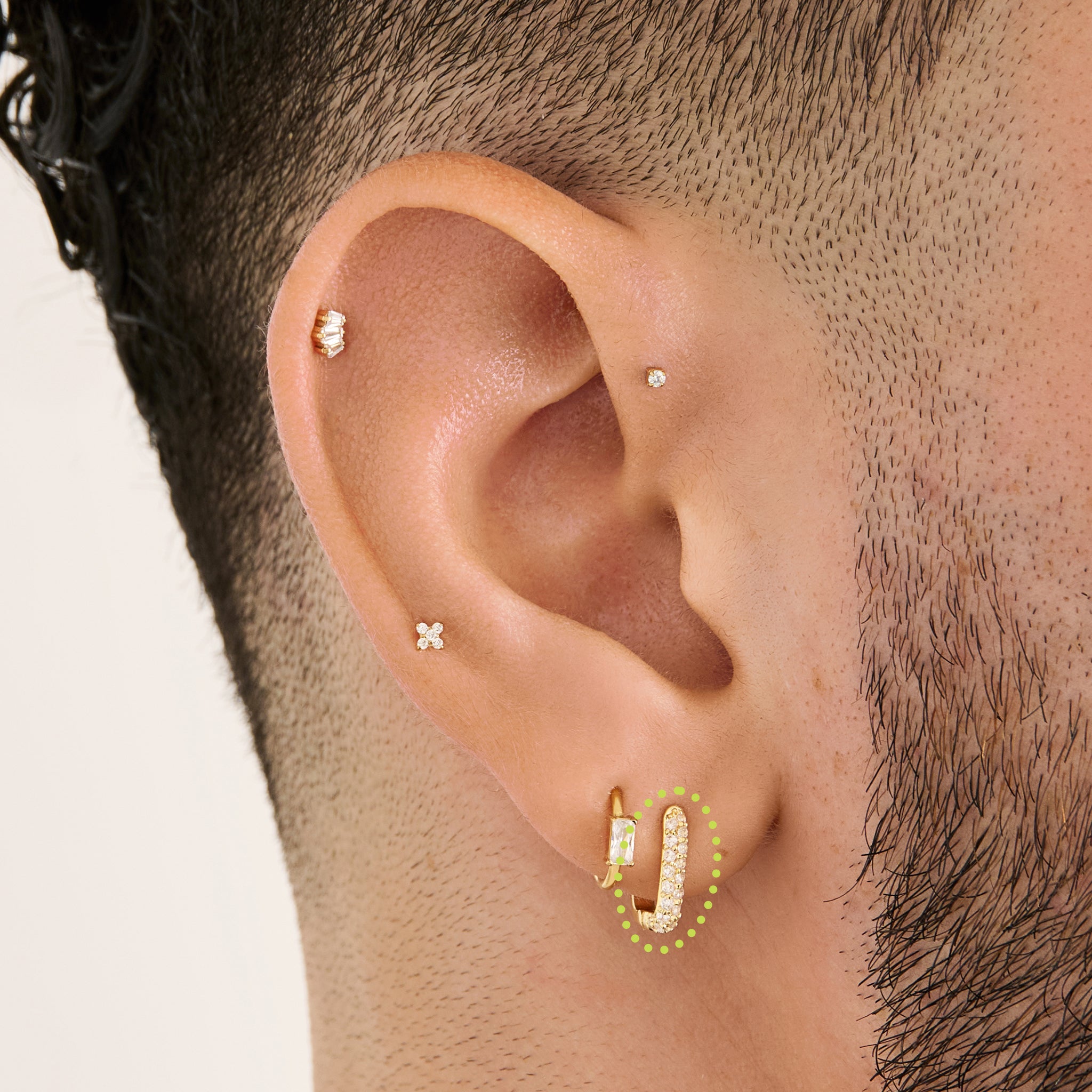 Square Pave Huggie - STUDS