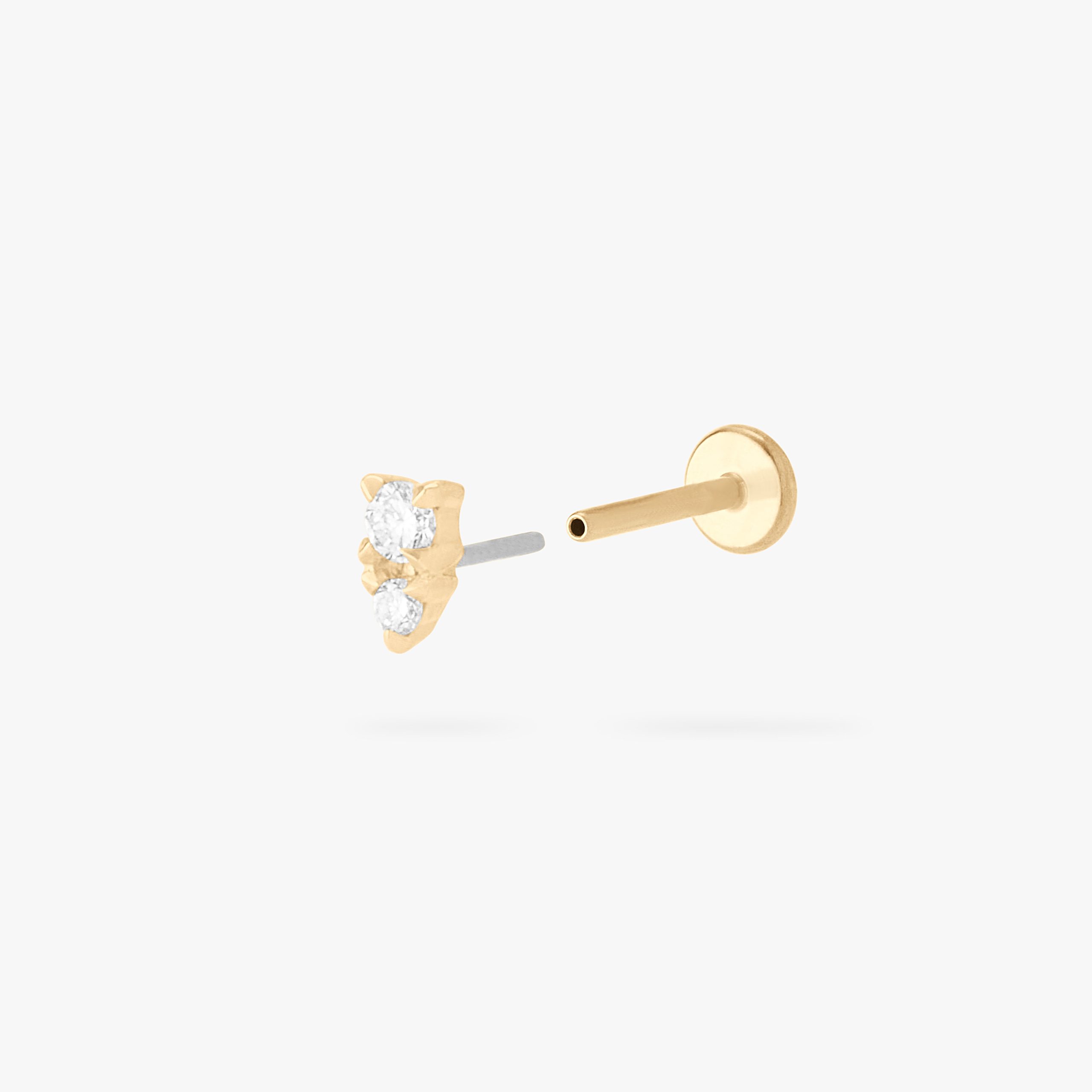 14K Stacked CZ Flatback Stud - STUDS