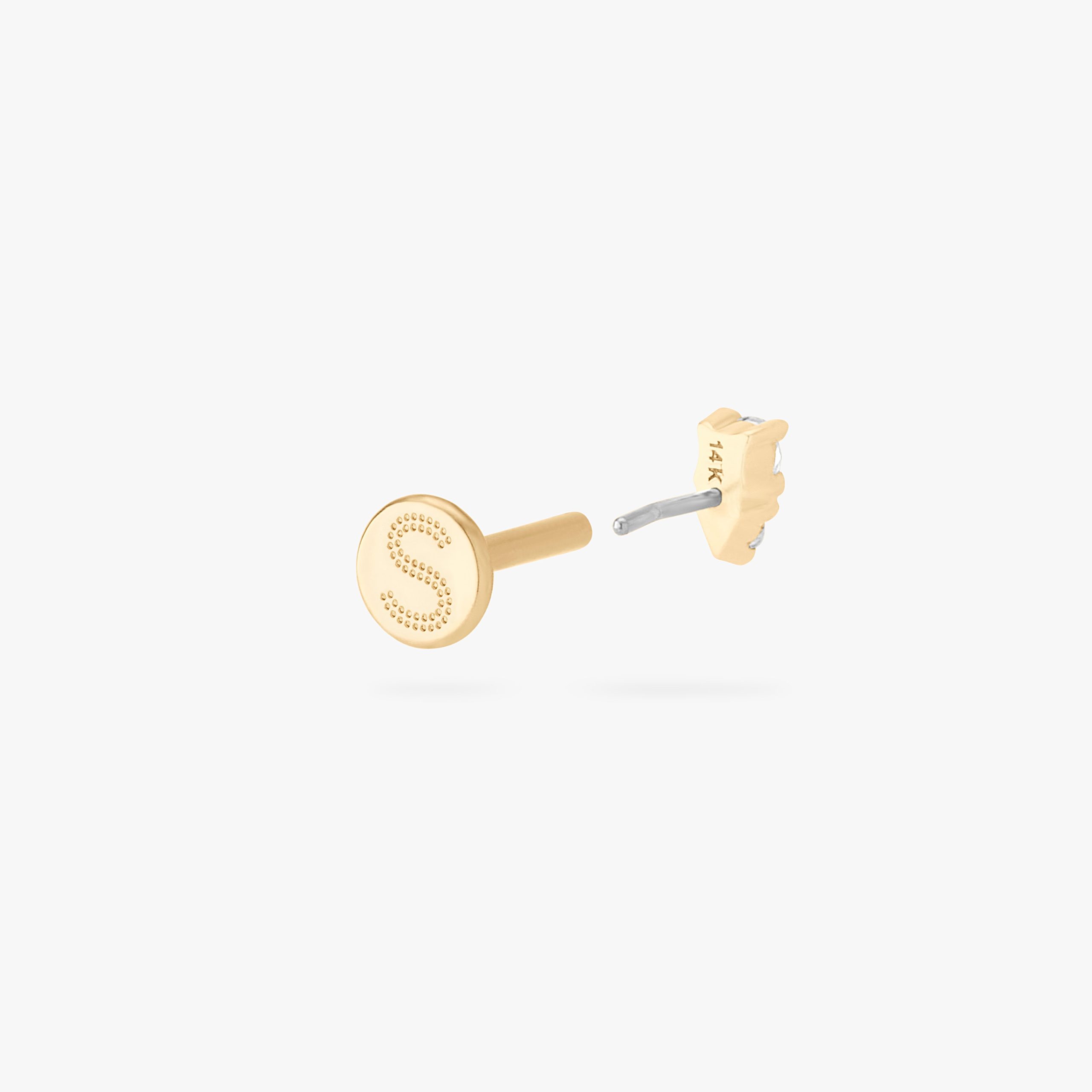 14K Stacked CZ Flatback Stud - STUDS