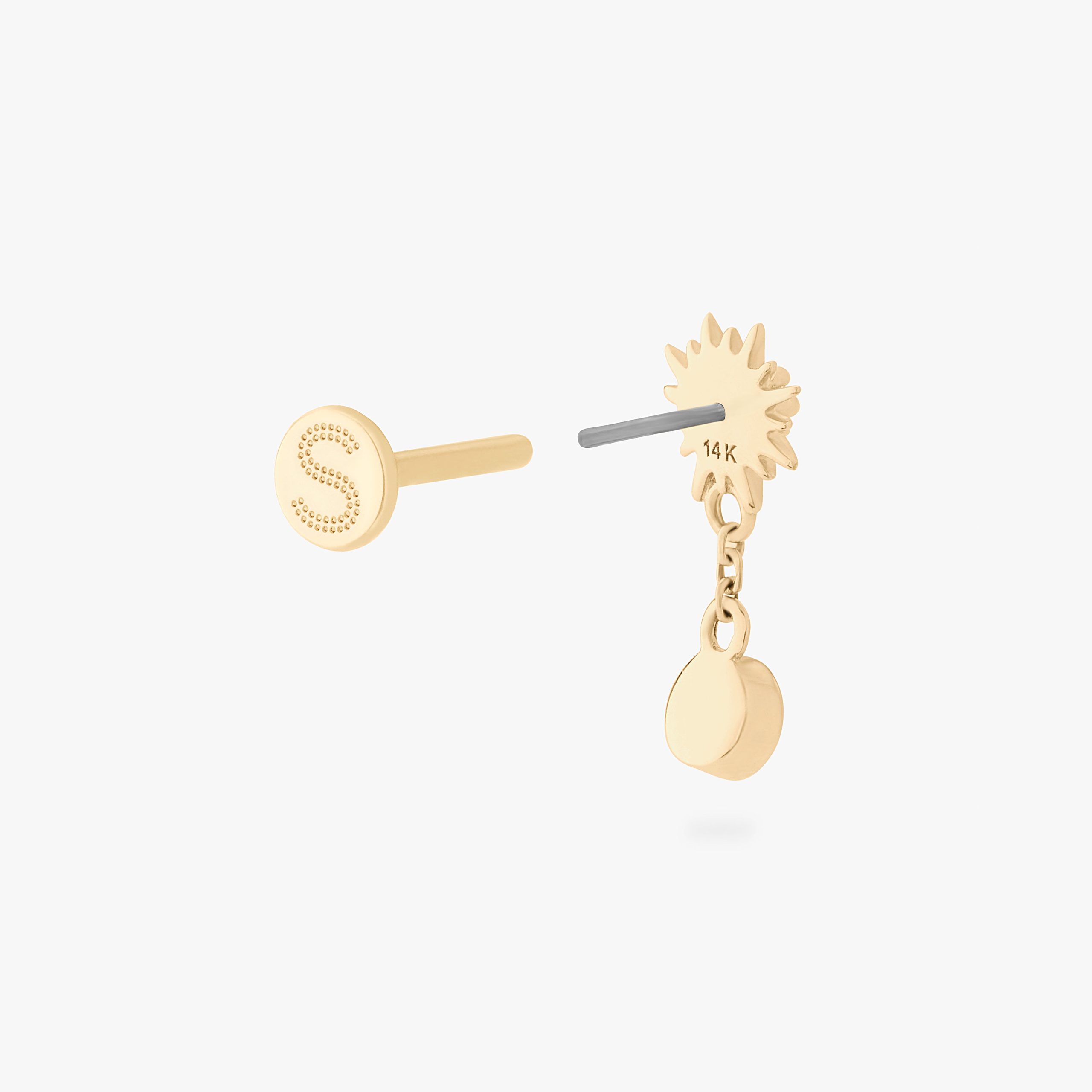 14K Twinkle Dangle Flatback Stud - STUDS