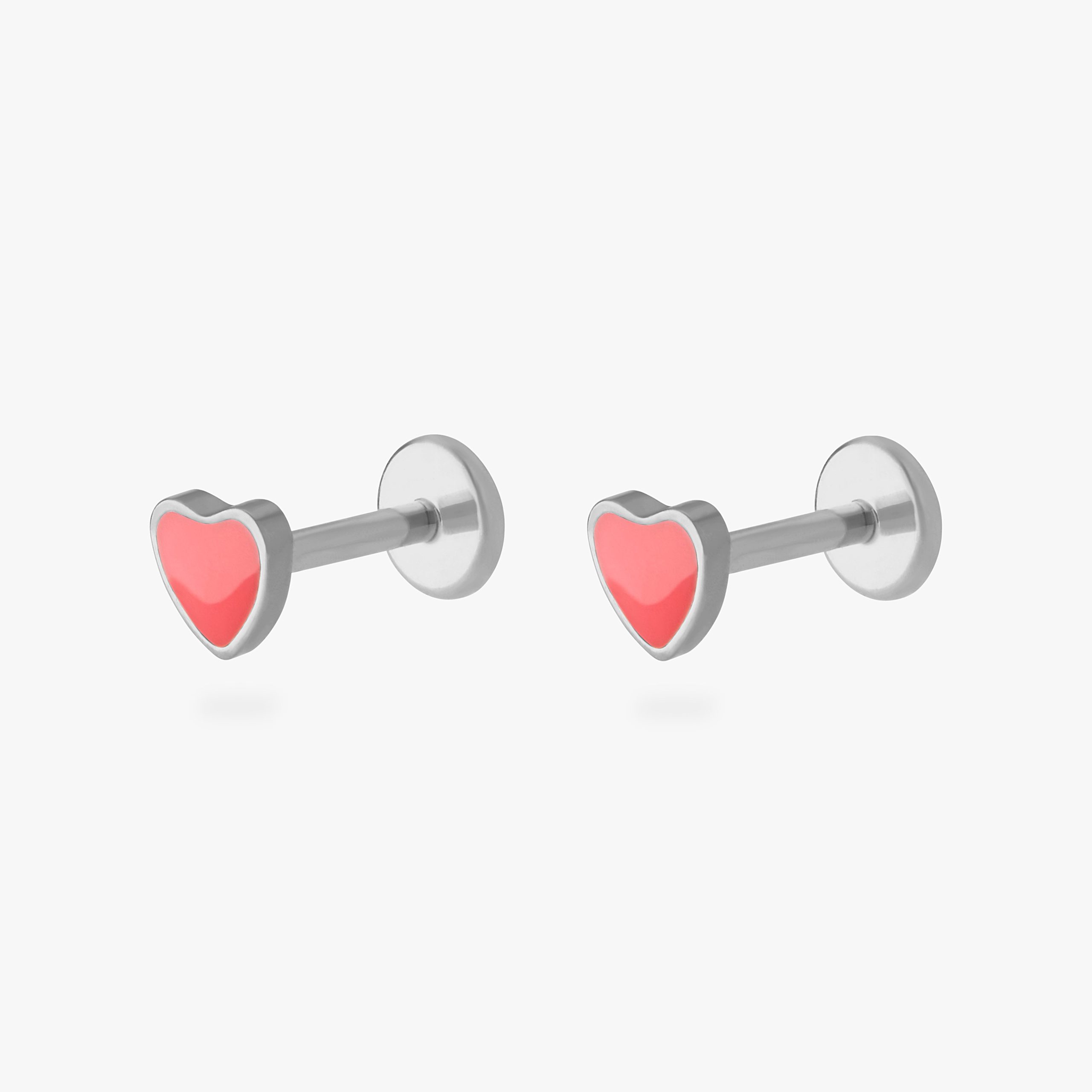 Titanium Enamel Heart Flatback - STUDS