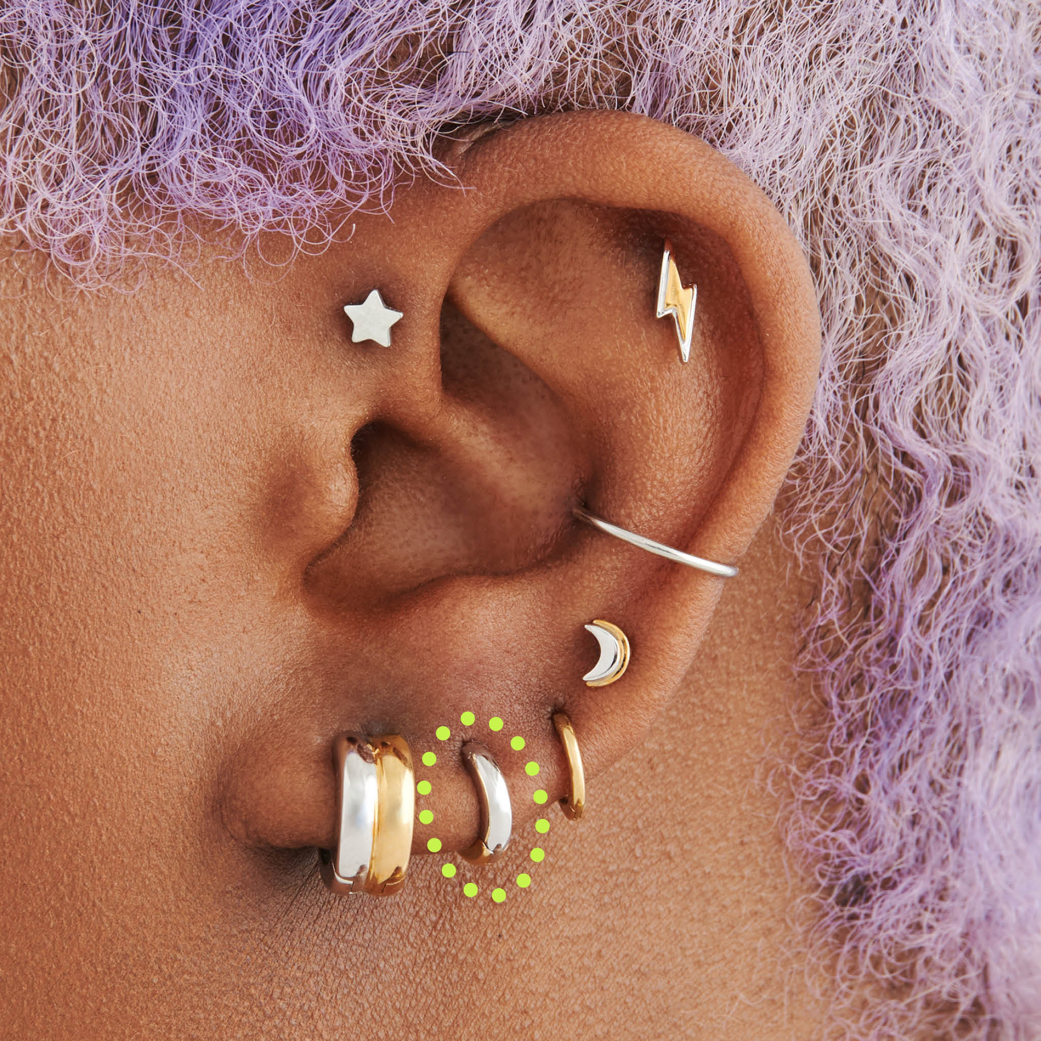 Reverse Micro Two Tone Huggie - STUDS