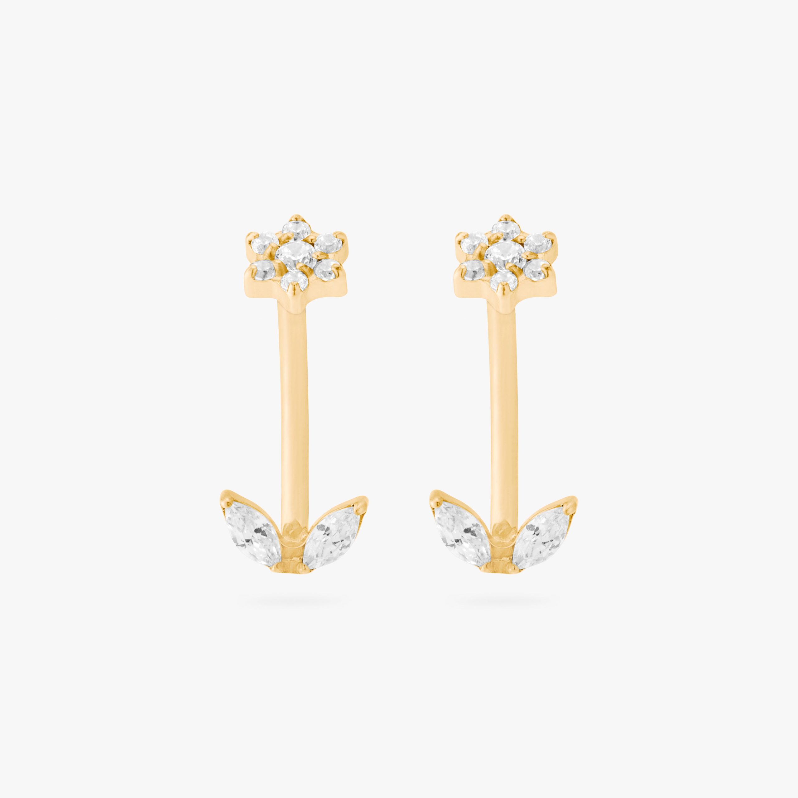 CZ Flower Barbell - STUDS