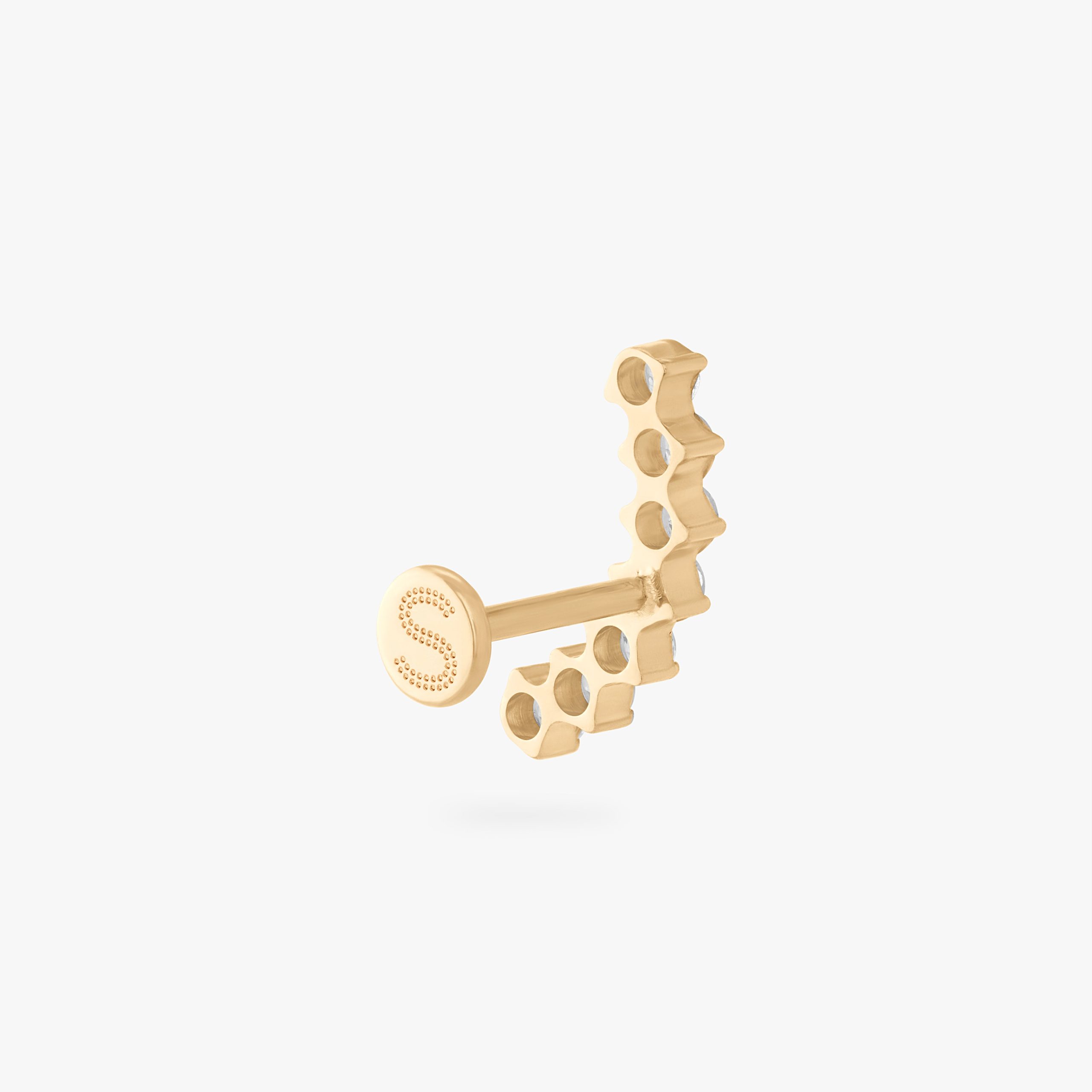 Curved CZ Bar Flatback Stud - STUDS