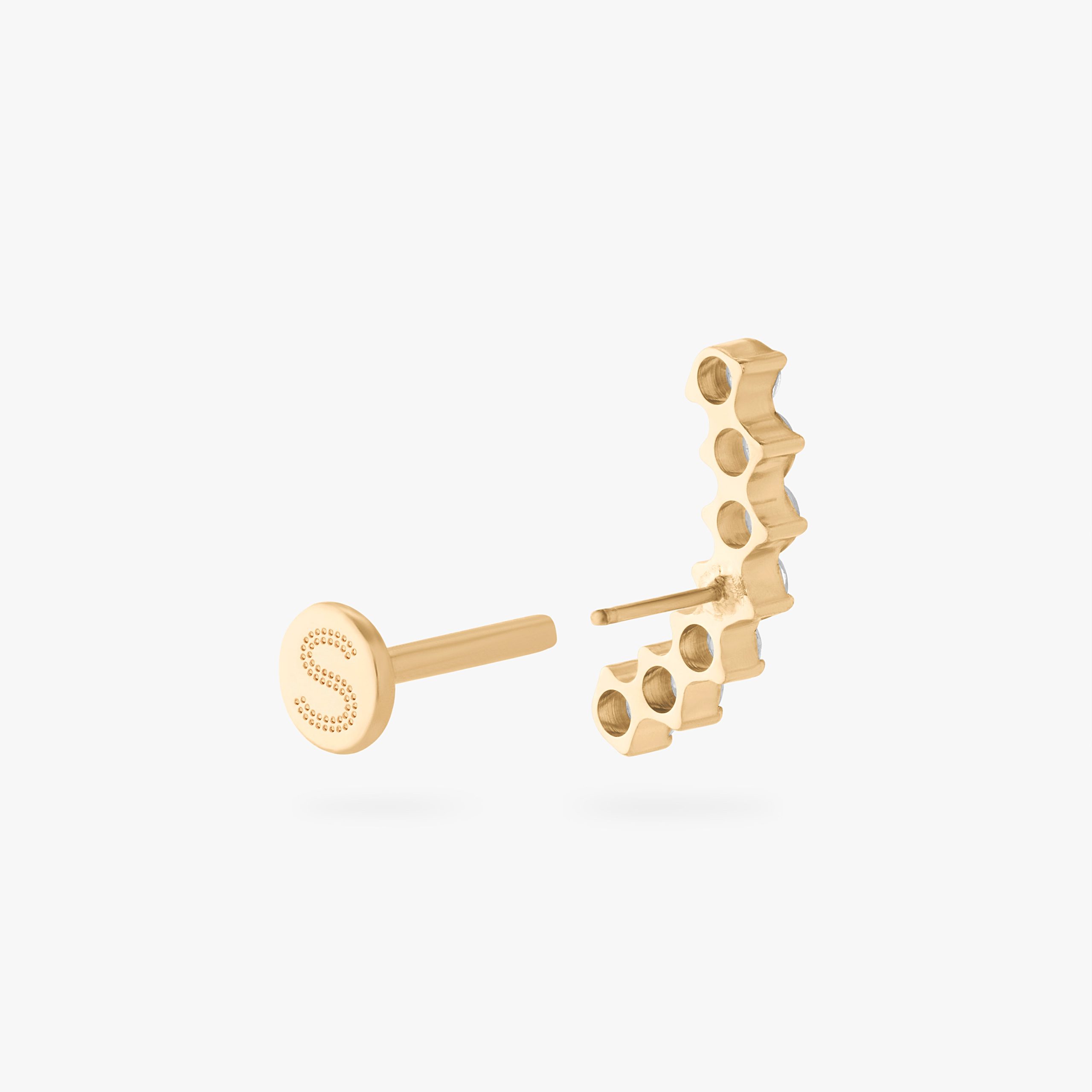 Curved CZ Bar Flatback Stud - STUDS