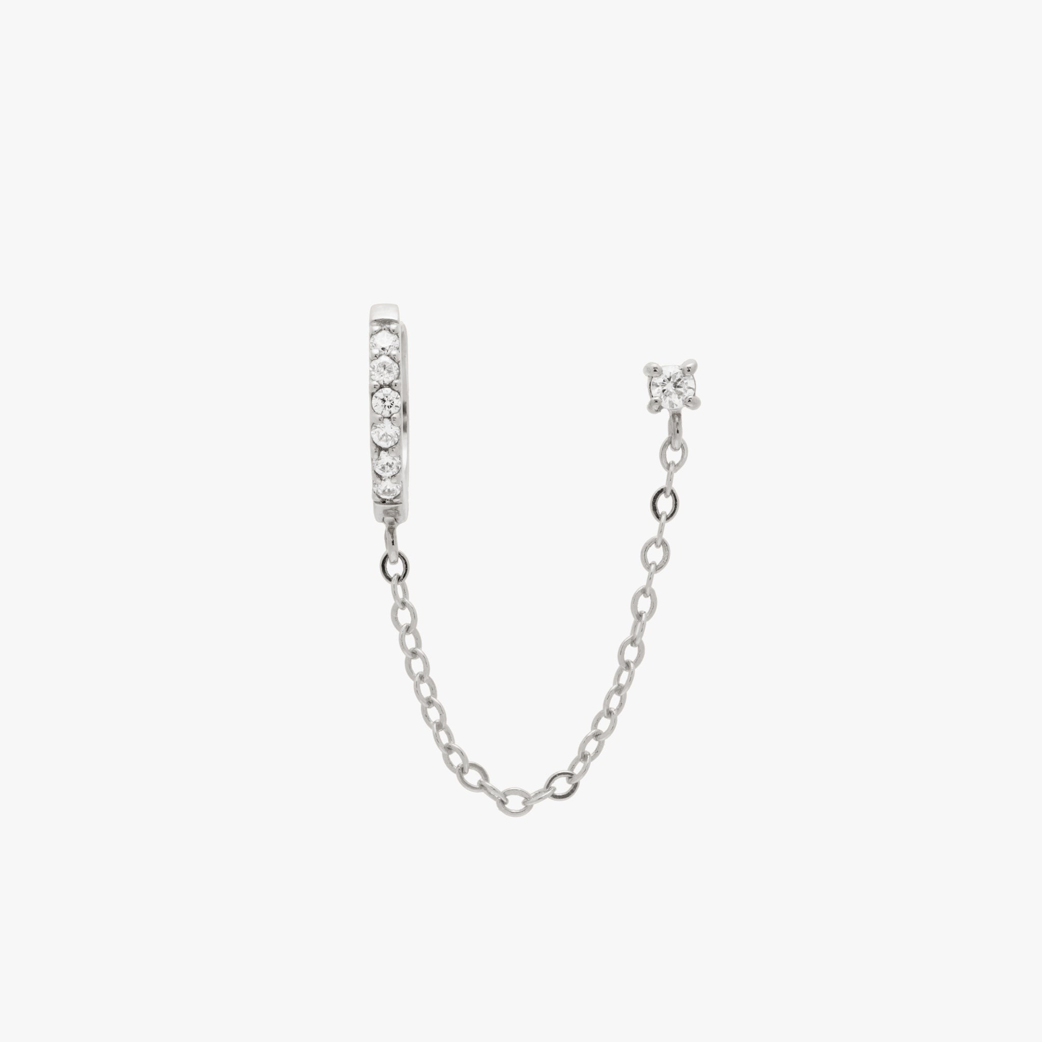 Chained Pave Huggie x CZ Stud - STUDS