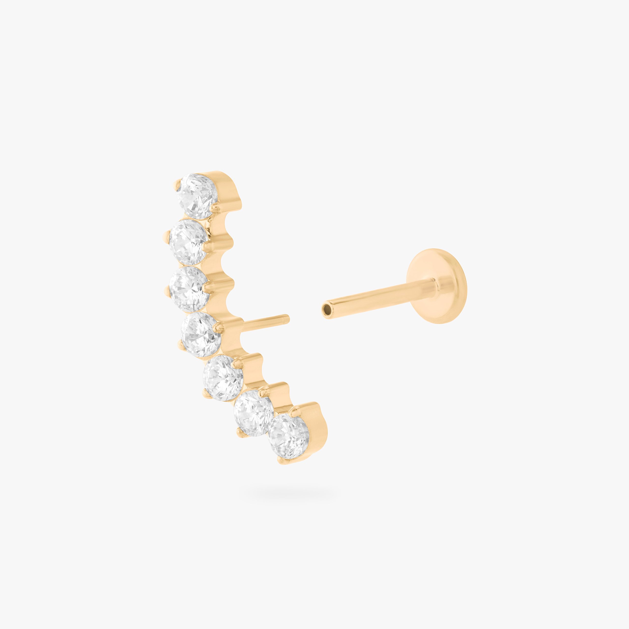 Curved CZ Bar Flatback Stud - STUDS