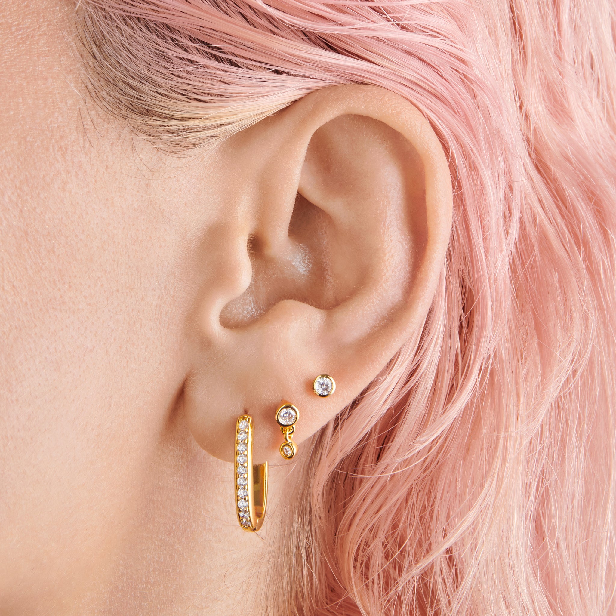 Medium Pave Oval Hoop - STUDS