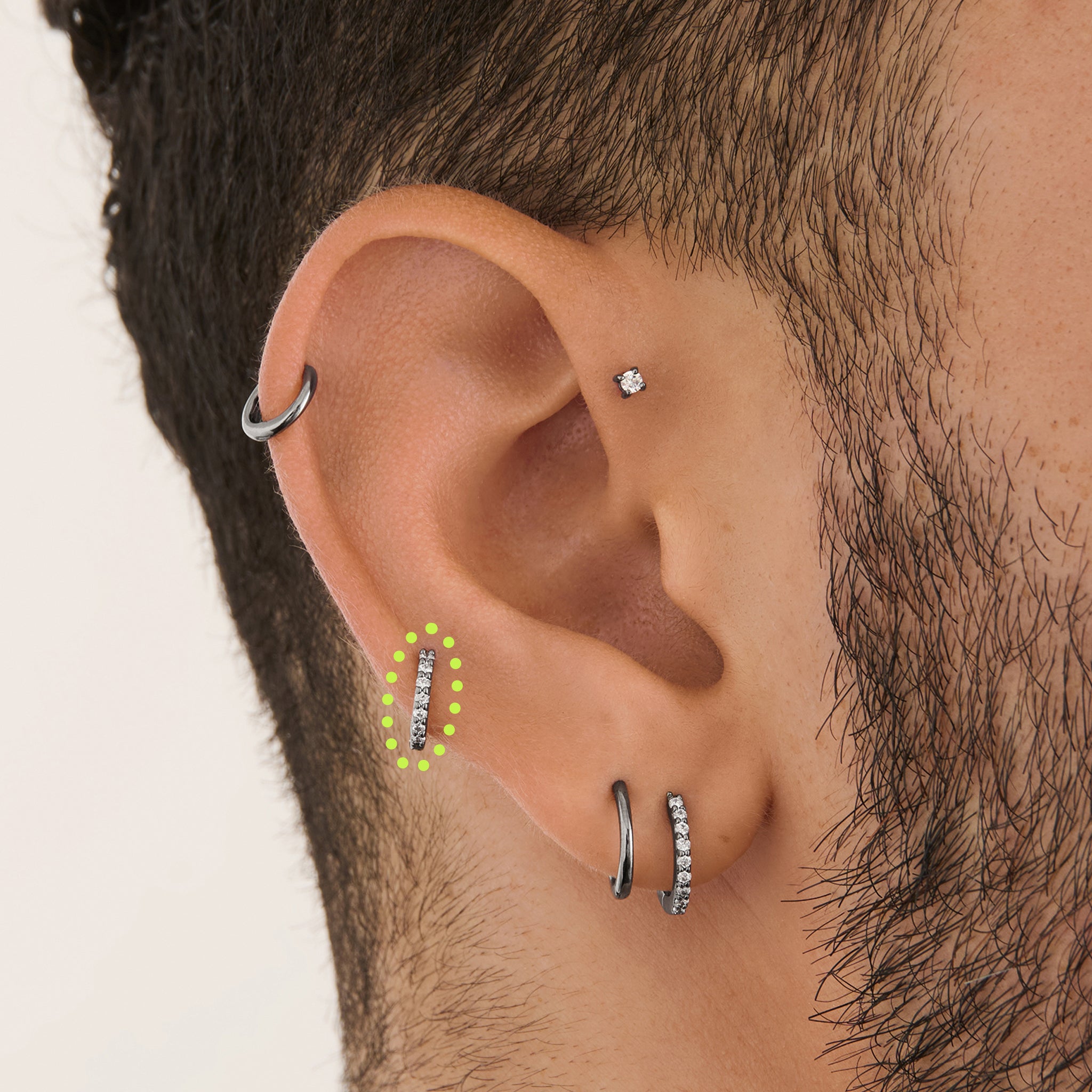 Micro Pave Huggie Gunmetal - STUDS