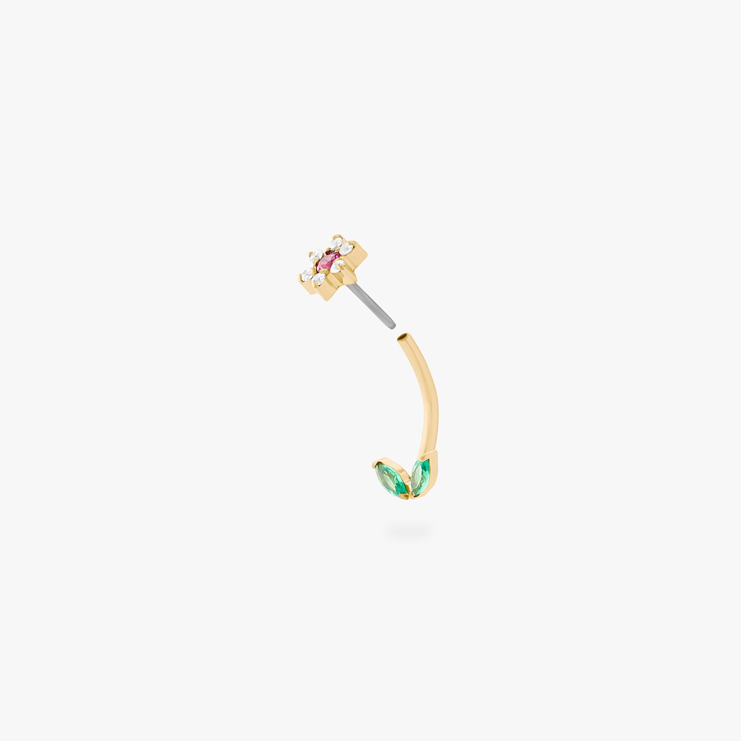 CZ Flower Barbell - STUDS