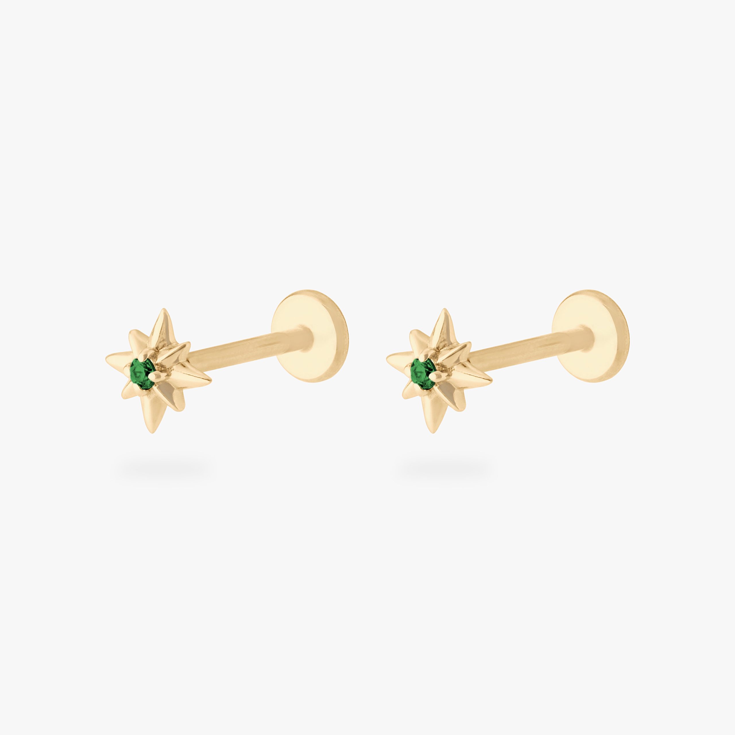 14K Twinkle Star Flatback Stud - STUDS